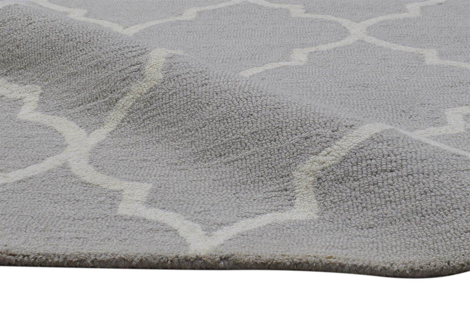 Wool Grey Rug 5' X 8' Modern Hand Tufted Moroccan Trellis Room Size Carpet 7864359092373