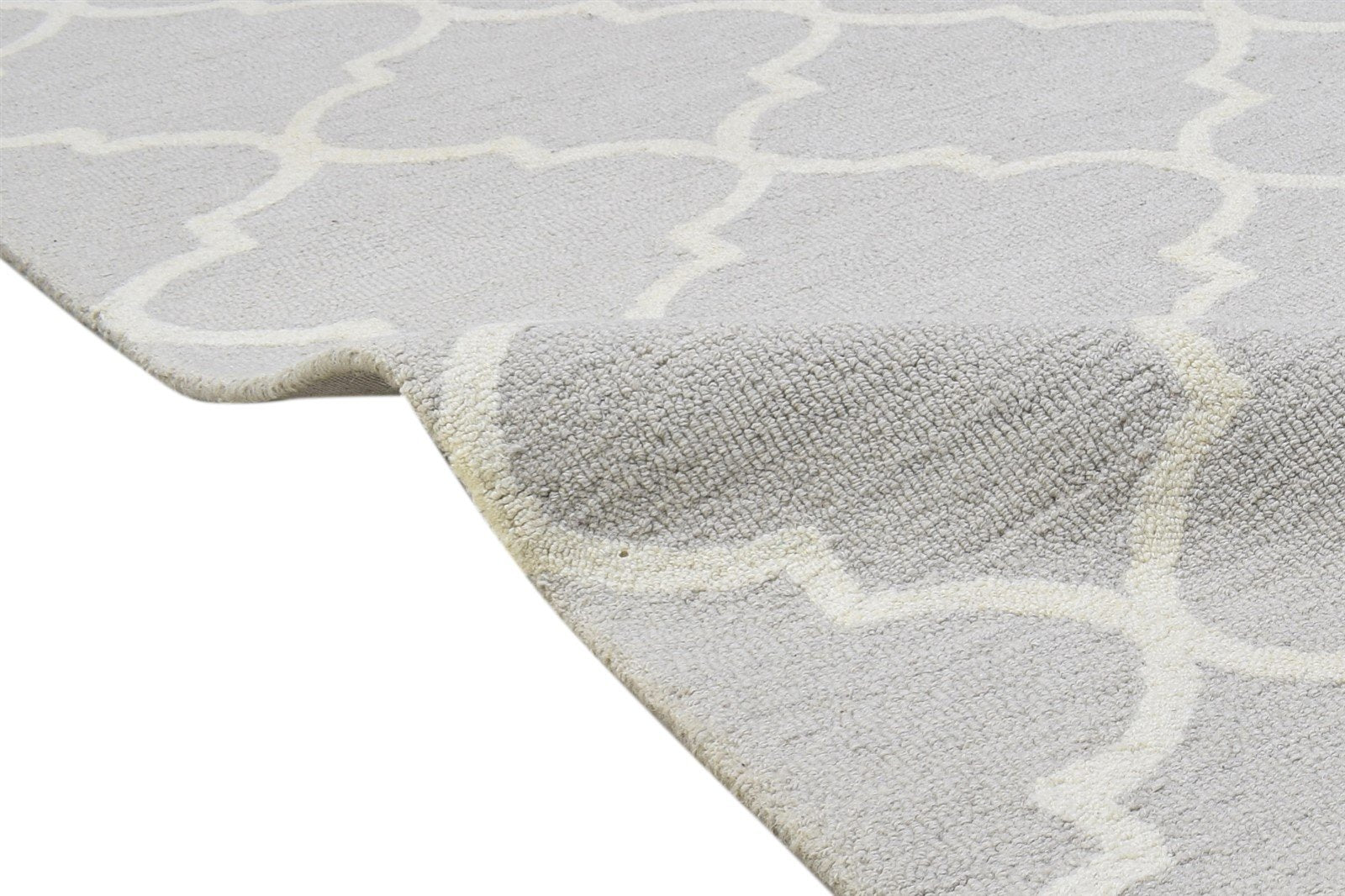 Wool Grey Rug 5' X 8' Modern Hand Tufted Moroccan Trellis Room Size Carpet 7864359092373