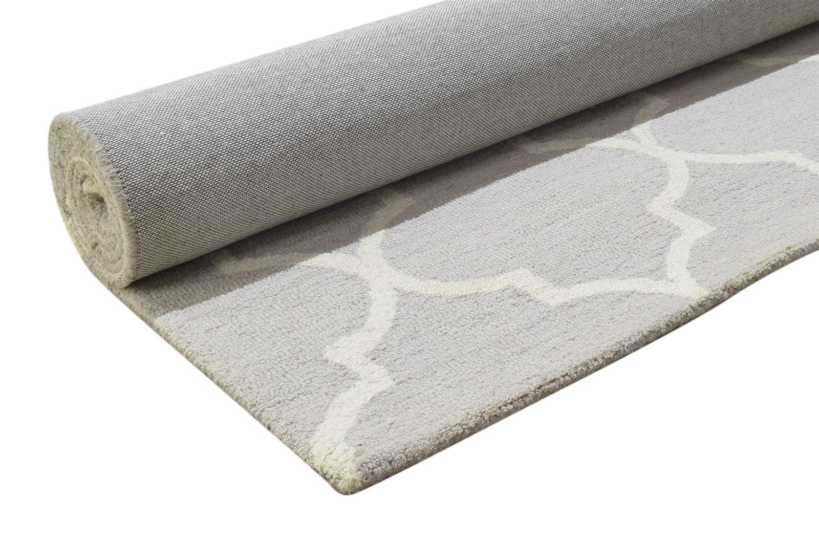 Wool Grey Rug 5' X 8' Modern Hand Tufted Moroccan Trellis Room Size Carpet 7864359092373