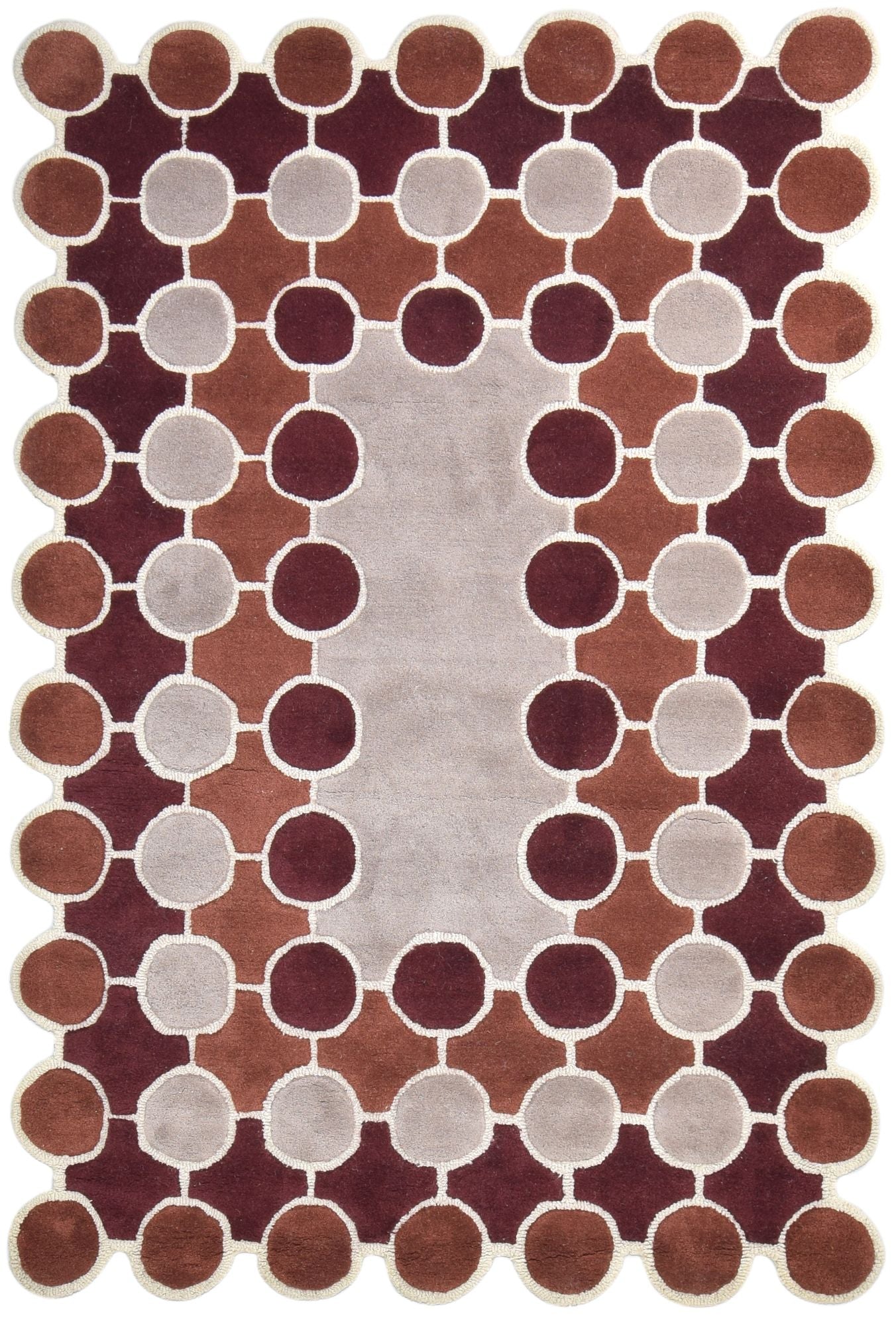 Wool Grey Rug 5' X 8' Modern Hand Tufted Scandinavian Abstract Room Size Carpet 7865009373333