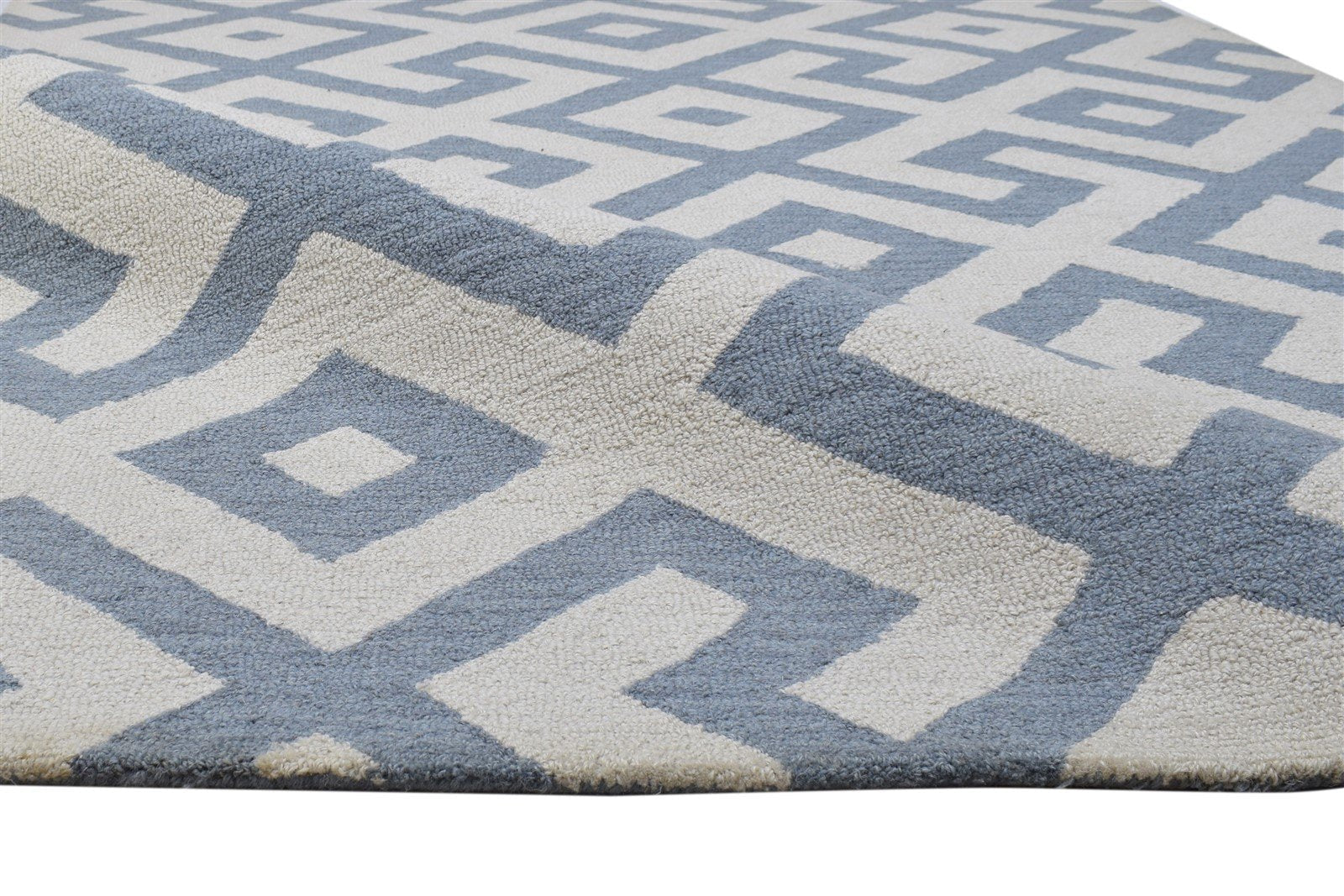 Wool Grey Rug 5' X 8' Modern Hand Tufted Scandinavian Geometric Room Size Carpet 7864249319573