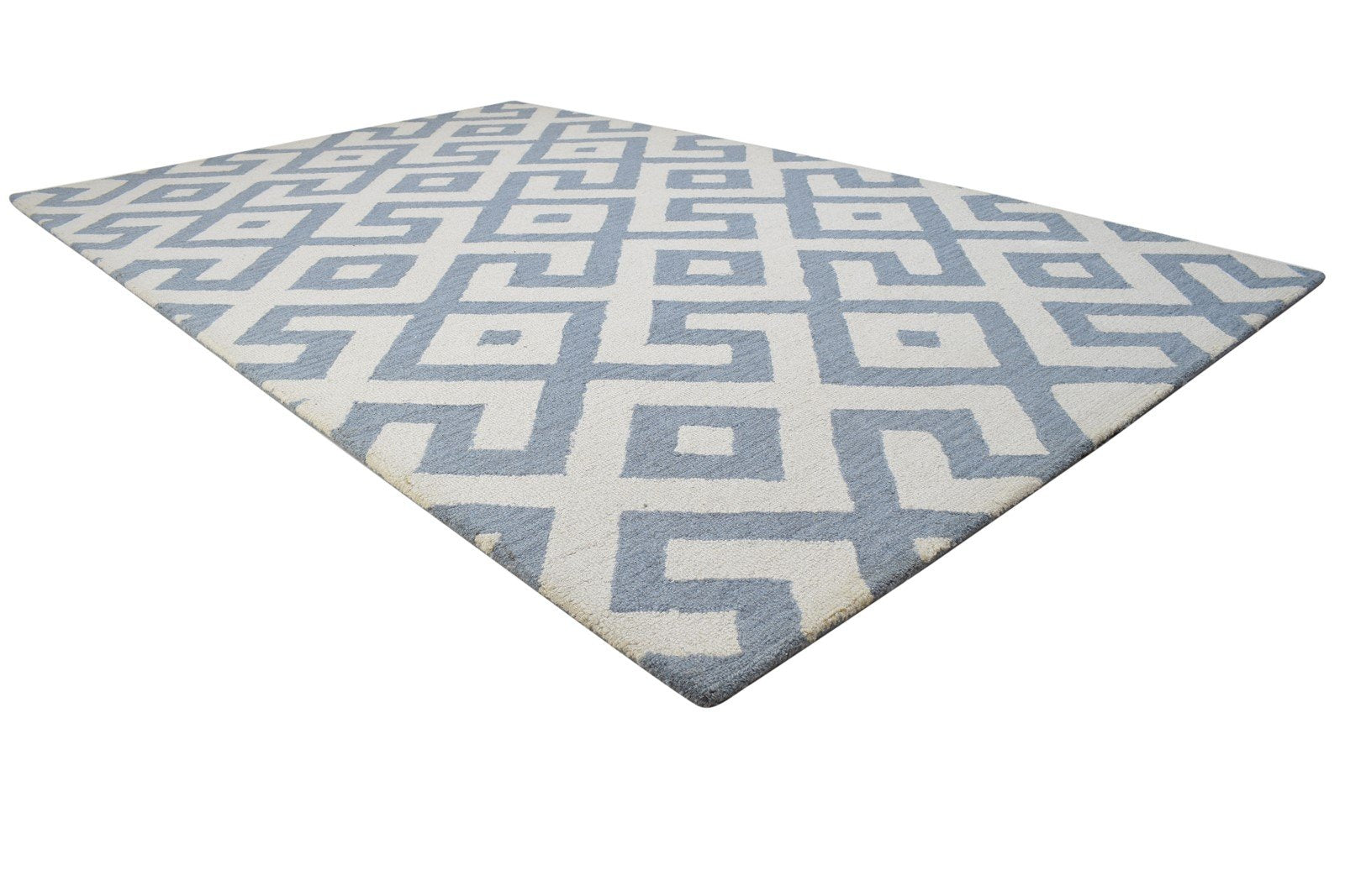 Wool Grey Rug 5' X 8' Modern Hand Tufted Scandinavian Geometric Room Size Carpet 7864249319573