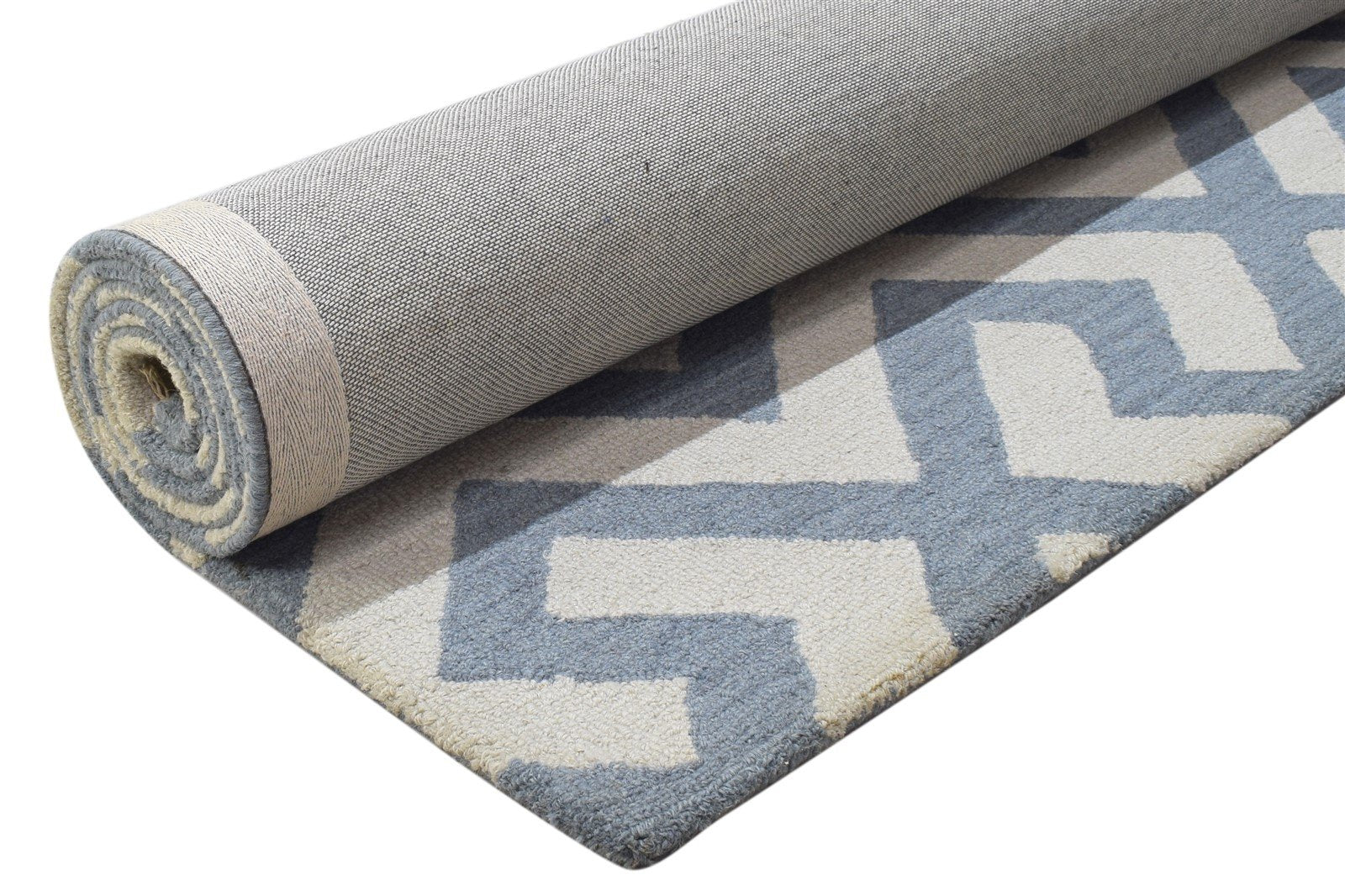Wool Grey Rug 5' X 8' Modern Hand Tufted Scandinavian Geometric Room Size Carpet 7864249319573