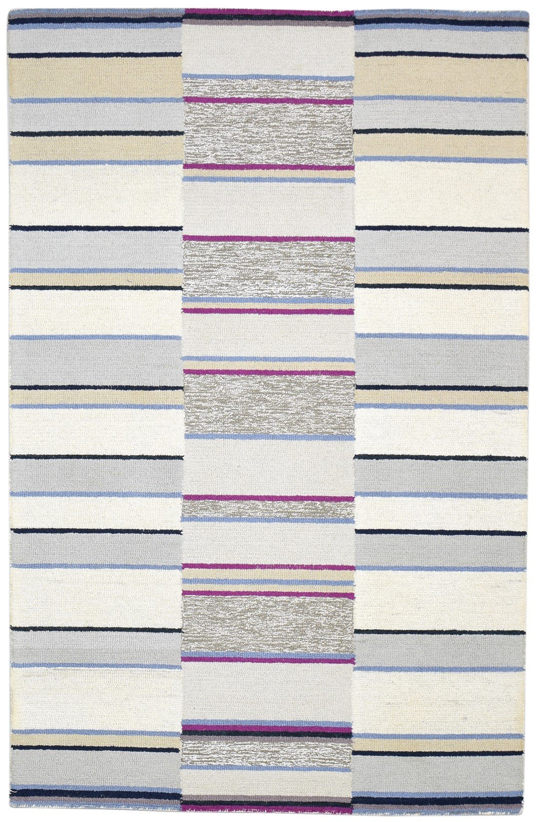 Wool Grey Rug 5' X 8' Modern Hand Tufted Scandinavian Striped Room Size Carpet 7864277368981