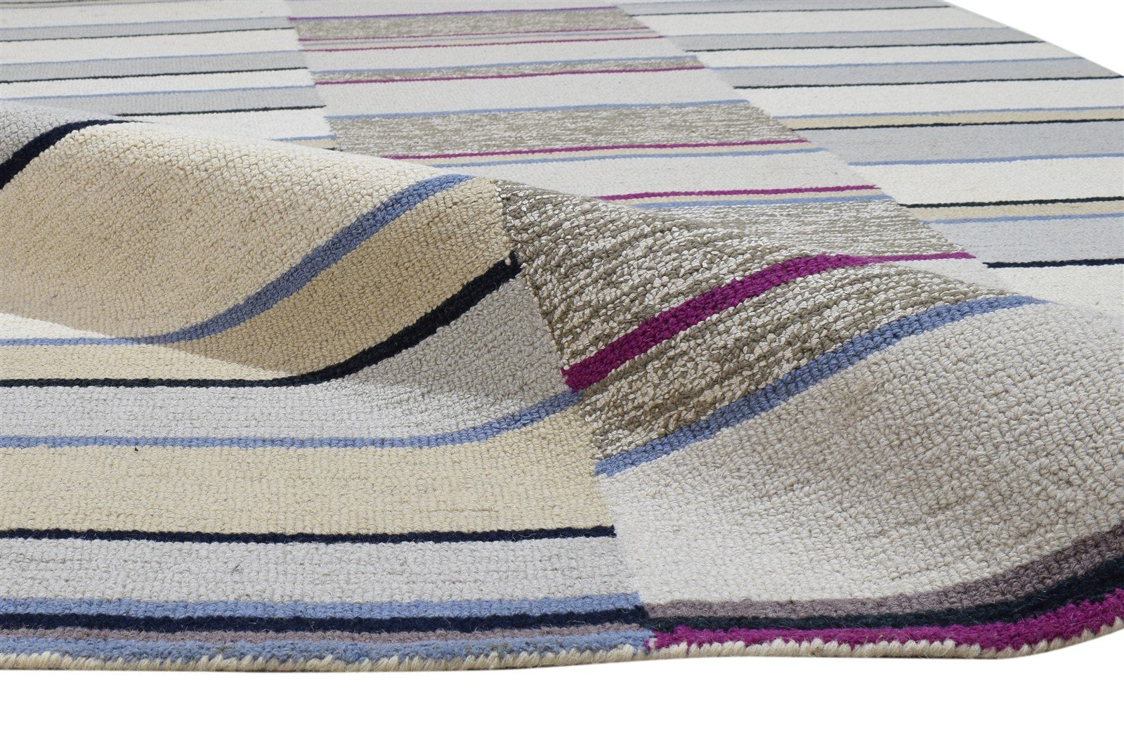 Wool Grey Rug 5' X 8' Modern Hand Tufted Scandinavian Striped Room Size Carpet 7864277368981