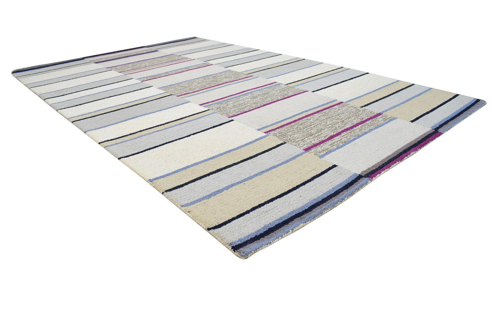 Wool Grey Rug 5' X 8' Modern Hand Tufted Scandinavian Striped Room Size Carpet 7864277368981