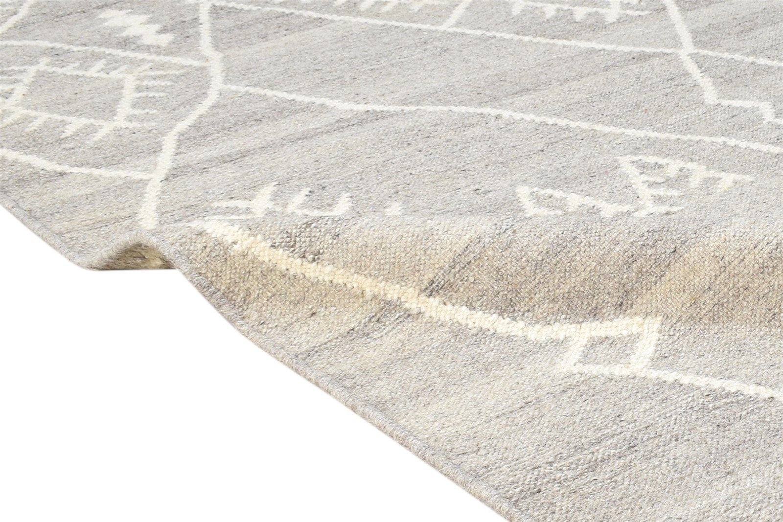 Wool Grey Rug 6' X 8' Modern Dhurrie Moroccan Abstract Room Size Carpet 7865019105429