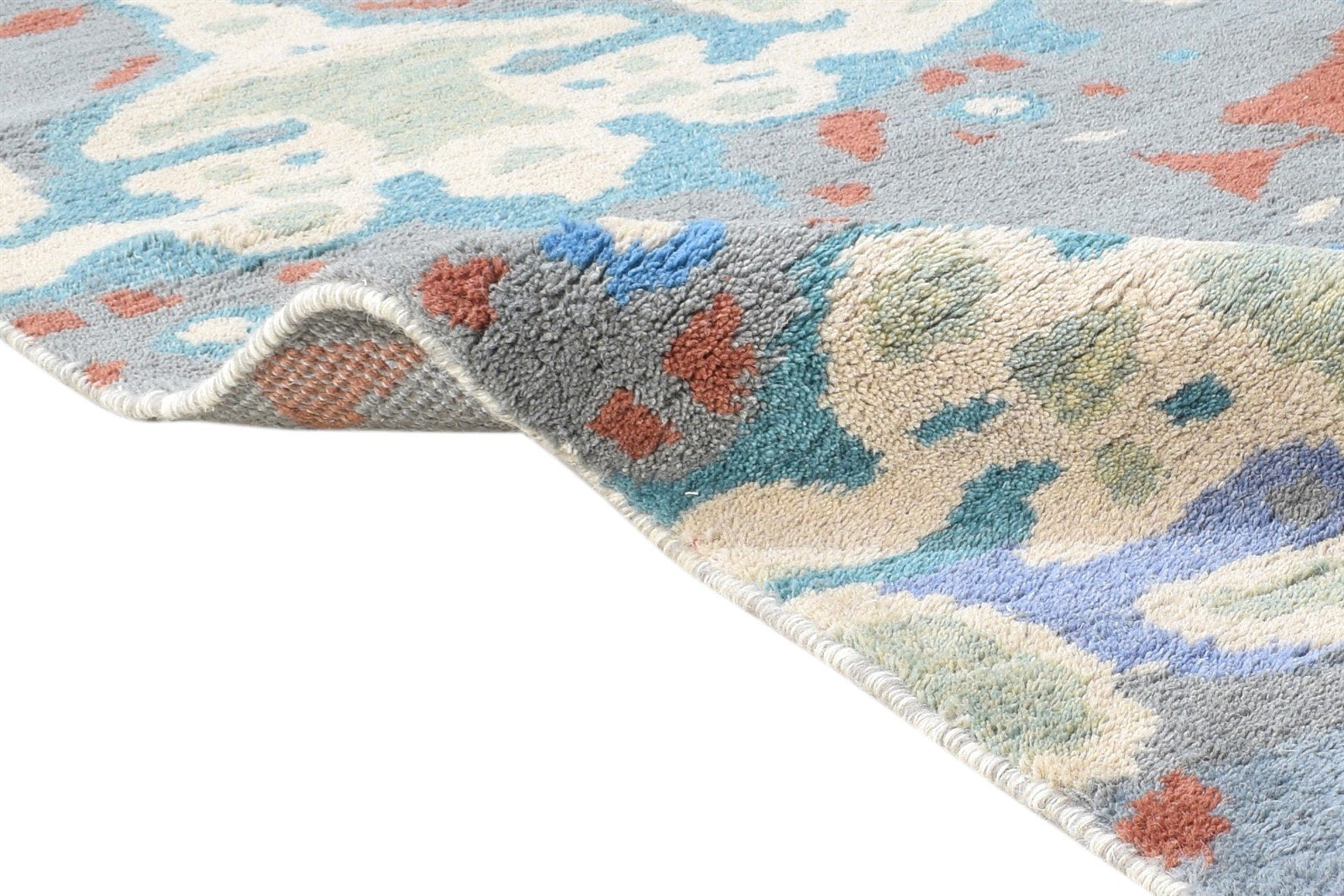 Fanya Wool Grey Rug 6' X 9' Modern Hand Knotted Bohemian Abstract 7864941510805