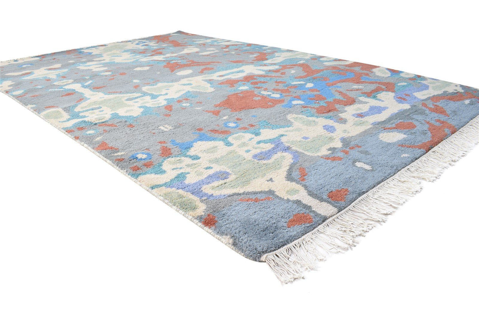 Fanya Wool Grey Rug 6' X 9' Modern Hand Knotted Bohemian Abstract 7864941510805