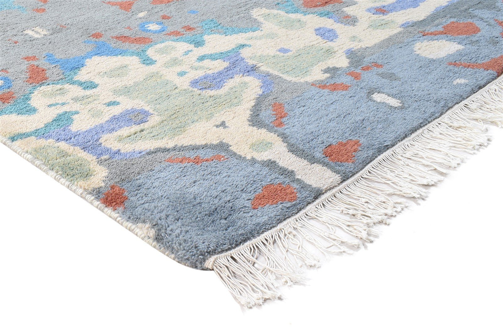 Fanya Wool Grey Rug 6' X 9' Modern Hand Knotted Bohemian Abstract 7864941510805