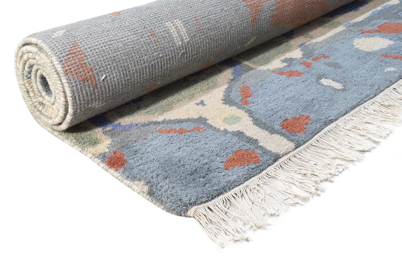 Fanya Wool Grey Rug 6' X 9' Modern Hand Knotted Bohemian Abstract 7864941510805
