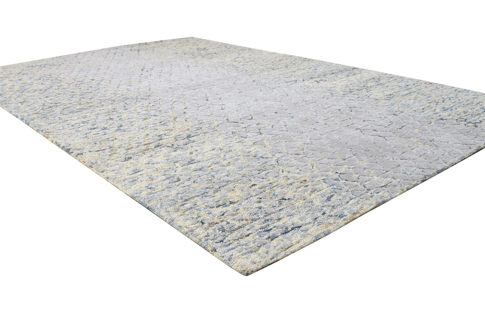 Wool Grey Rug 6' X 9' Modern Hand Tufted Indian Abstract Room Size Carpet 7864816009365