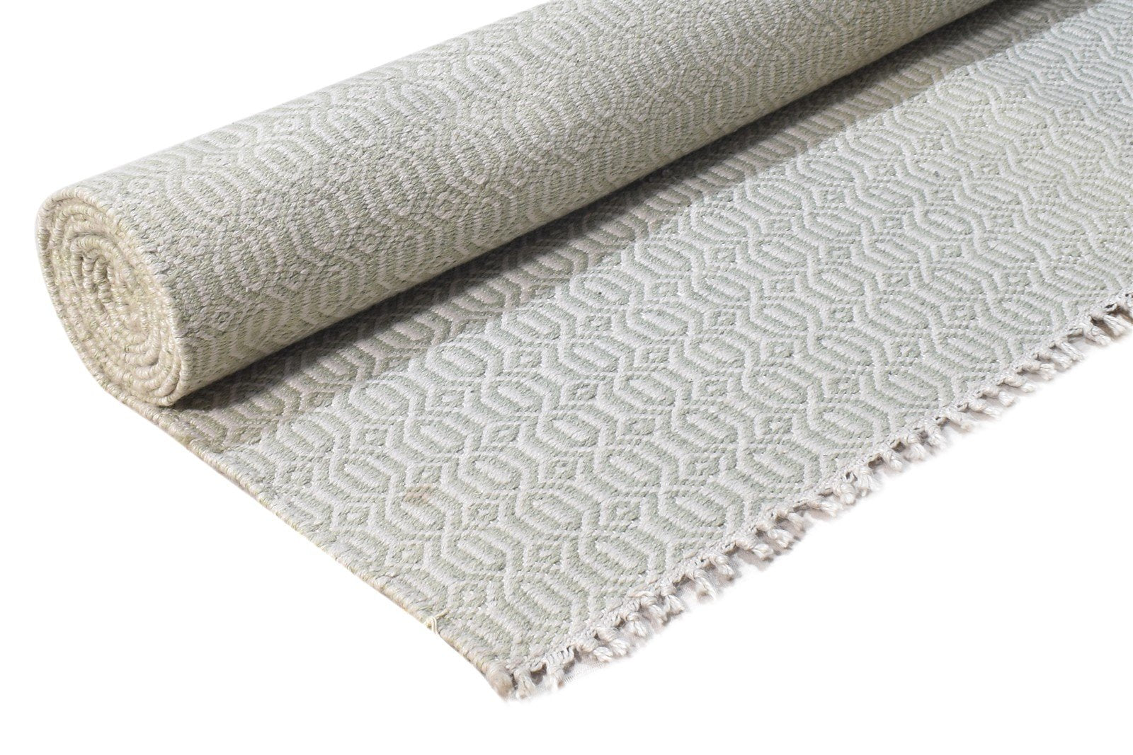 Wool Grey Rug 8' X 10' Modern Dhurrie Scandinavian Nordic Large Carpet 7865187238037