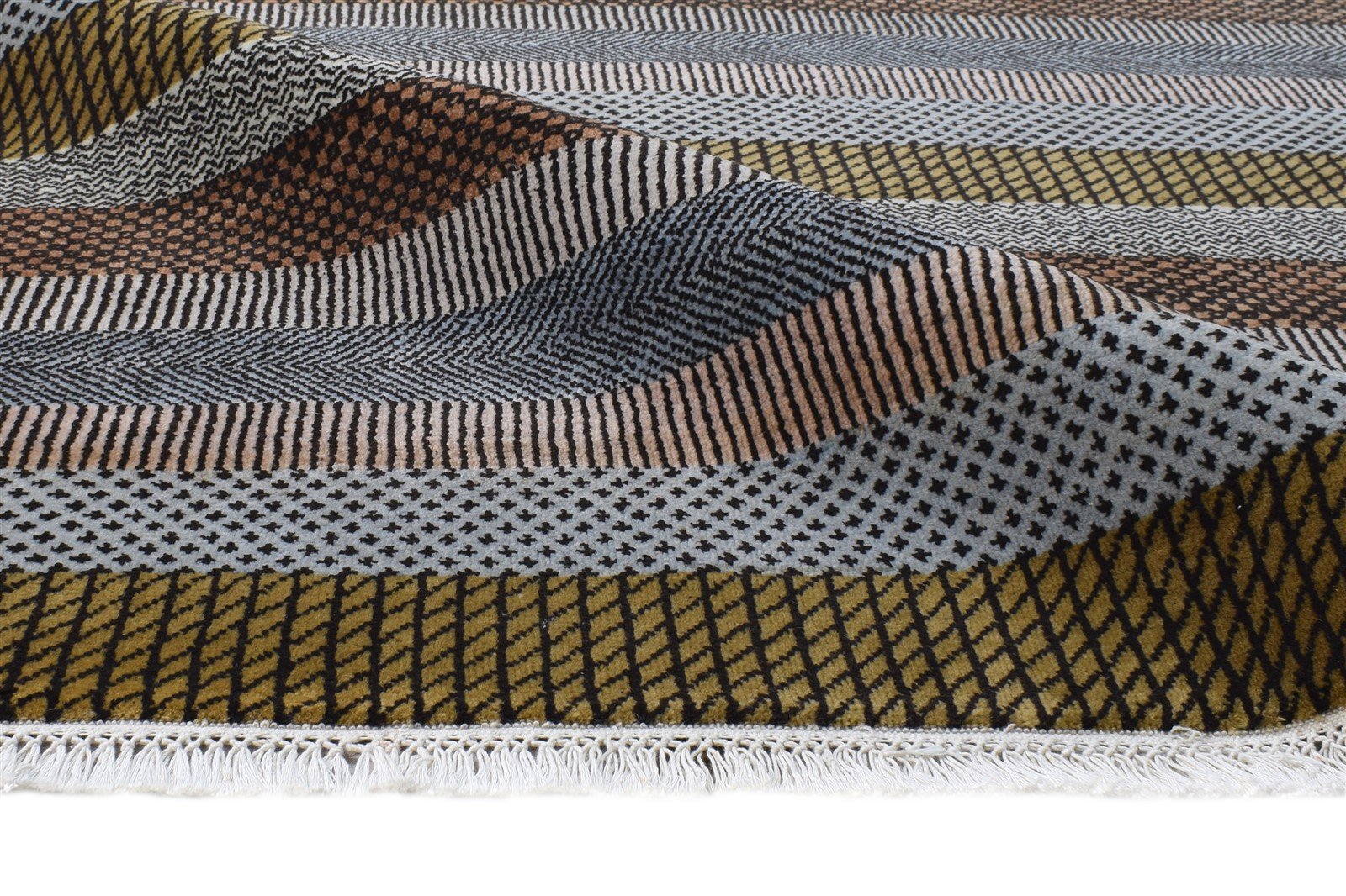 Wool Grey Rug 8' X 10' Modern Hand Knotted Agra Grass Trellis Large Carpet 7865149325461