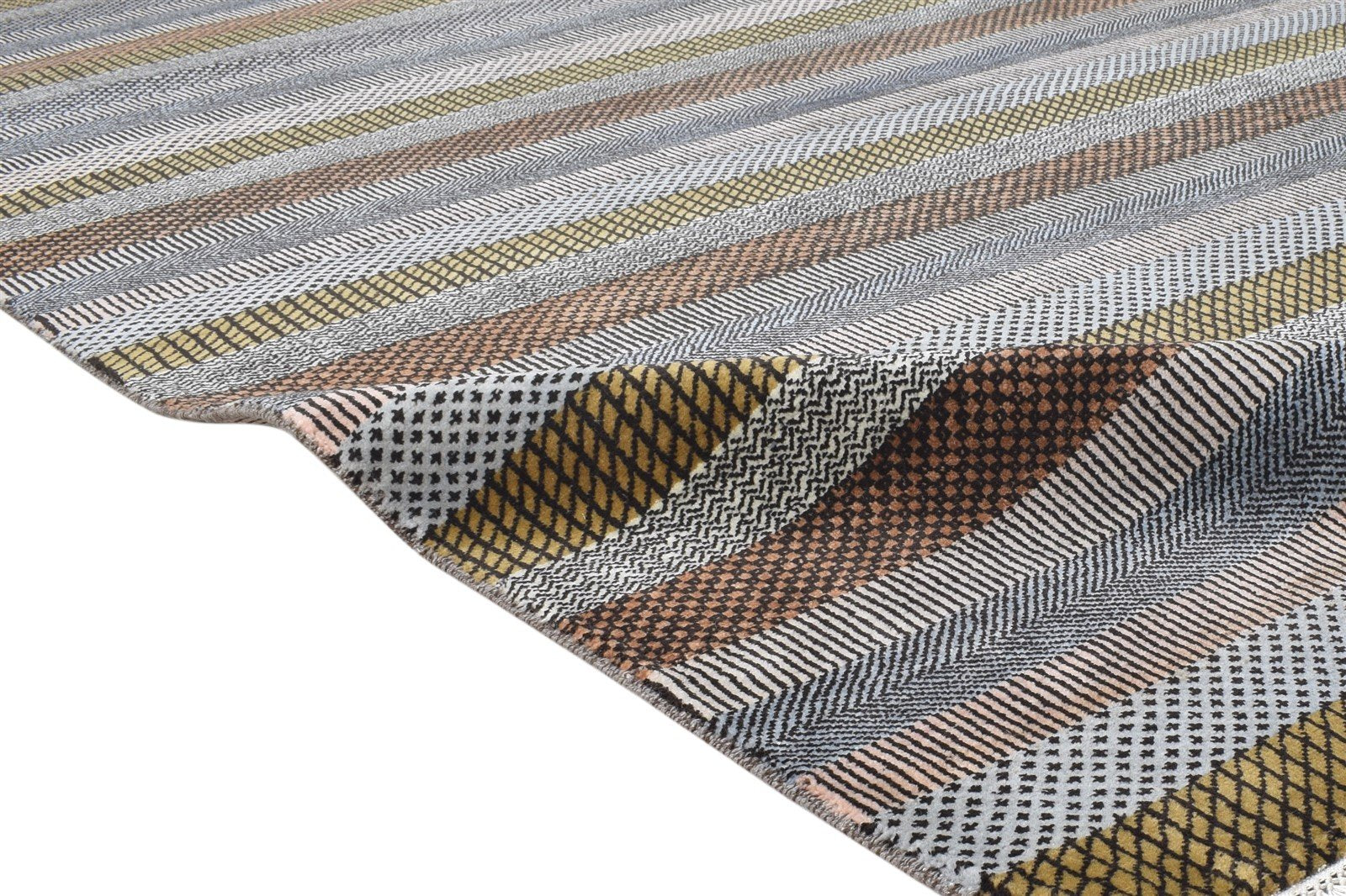 Wool Grey Rug 8' X 10' Modern Hand Knotted Agra Grass Trellis Large Carpet 7865149325461