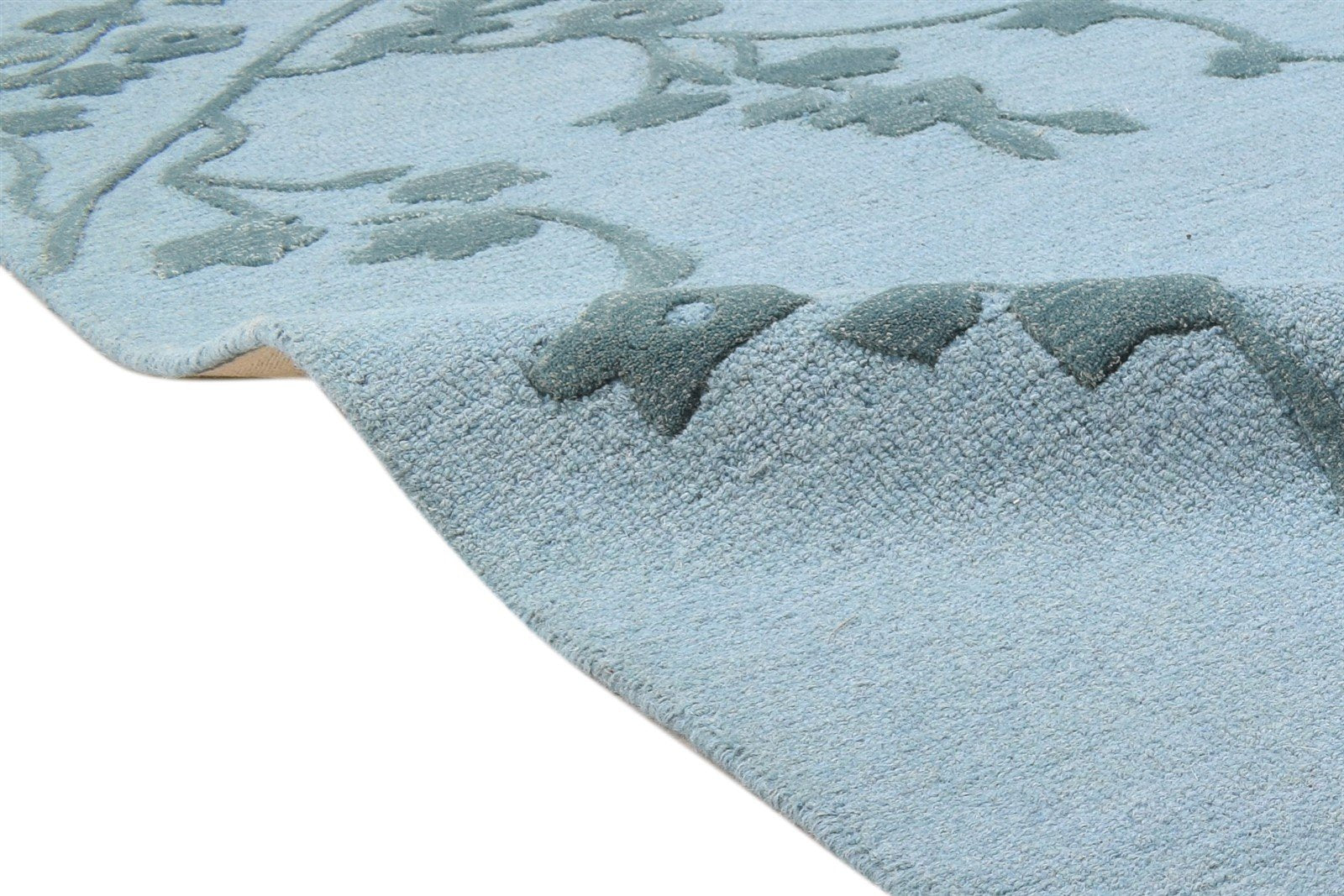 Wool Grey Rug 8' X 10' Modern Hand Tufted French Floral Large Carpet 7864116314261