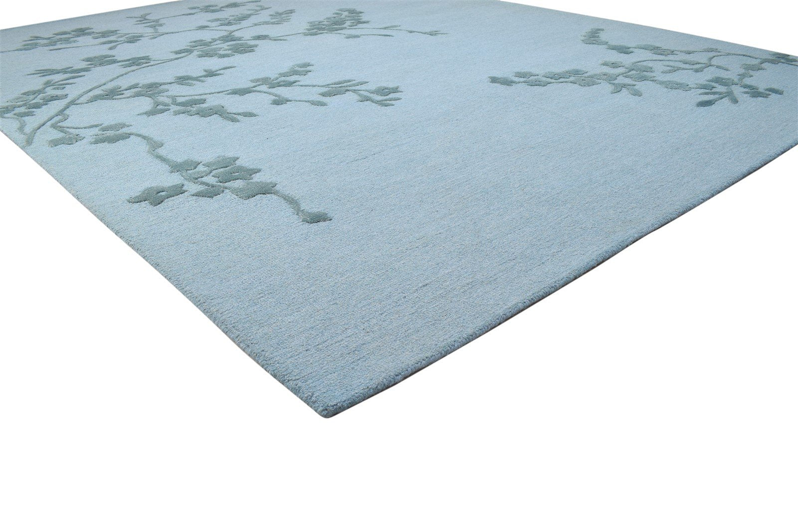 Wool Grey Rug 8' X 10' Modern Hand Tufted French Floral Large Carpet 7864116314261