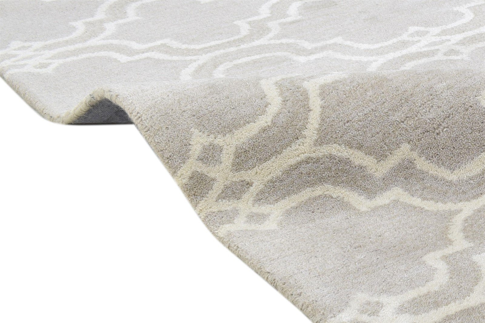 Wool Grey Rug 8' X 10' Modern Hand Tufted Moroccan Scroll Tile Large Carpet 7864116641941