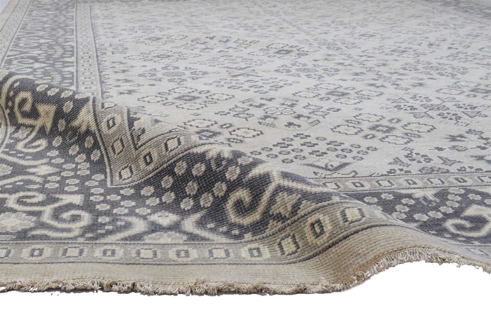 Wool Grey Rug 8' X 10' Persian Hand Knotted Bokhara Oriental Large Carpet 7864167202965