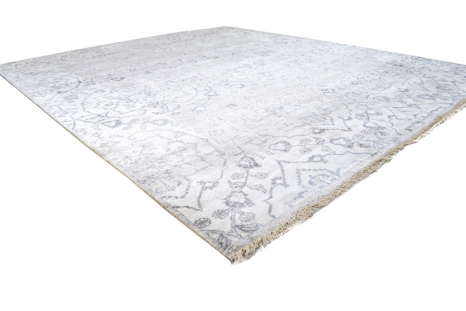 Wool Grey Rug 8' X 10' Persian Hand Knotted Mughal Oriental Large Carpet 7864193155221