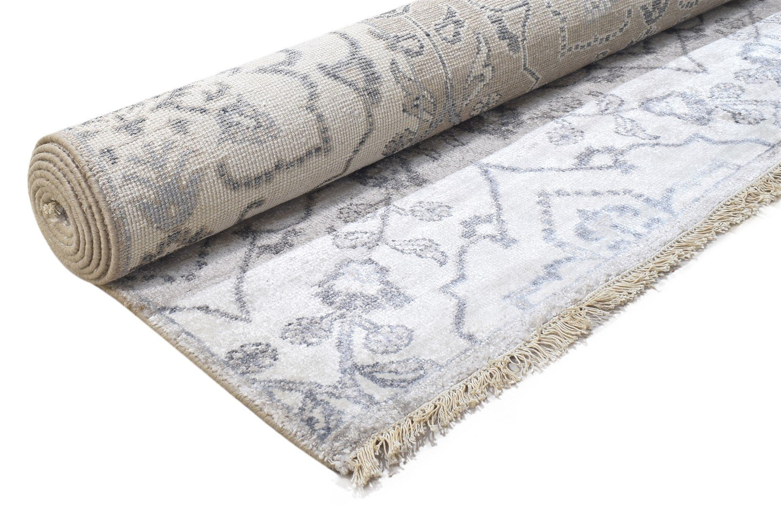 Wool Grey Rug 8' X 10' Persian Hand Knotted Mughal Oriental Large Carpet 7864193155221