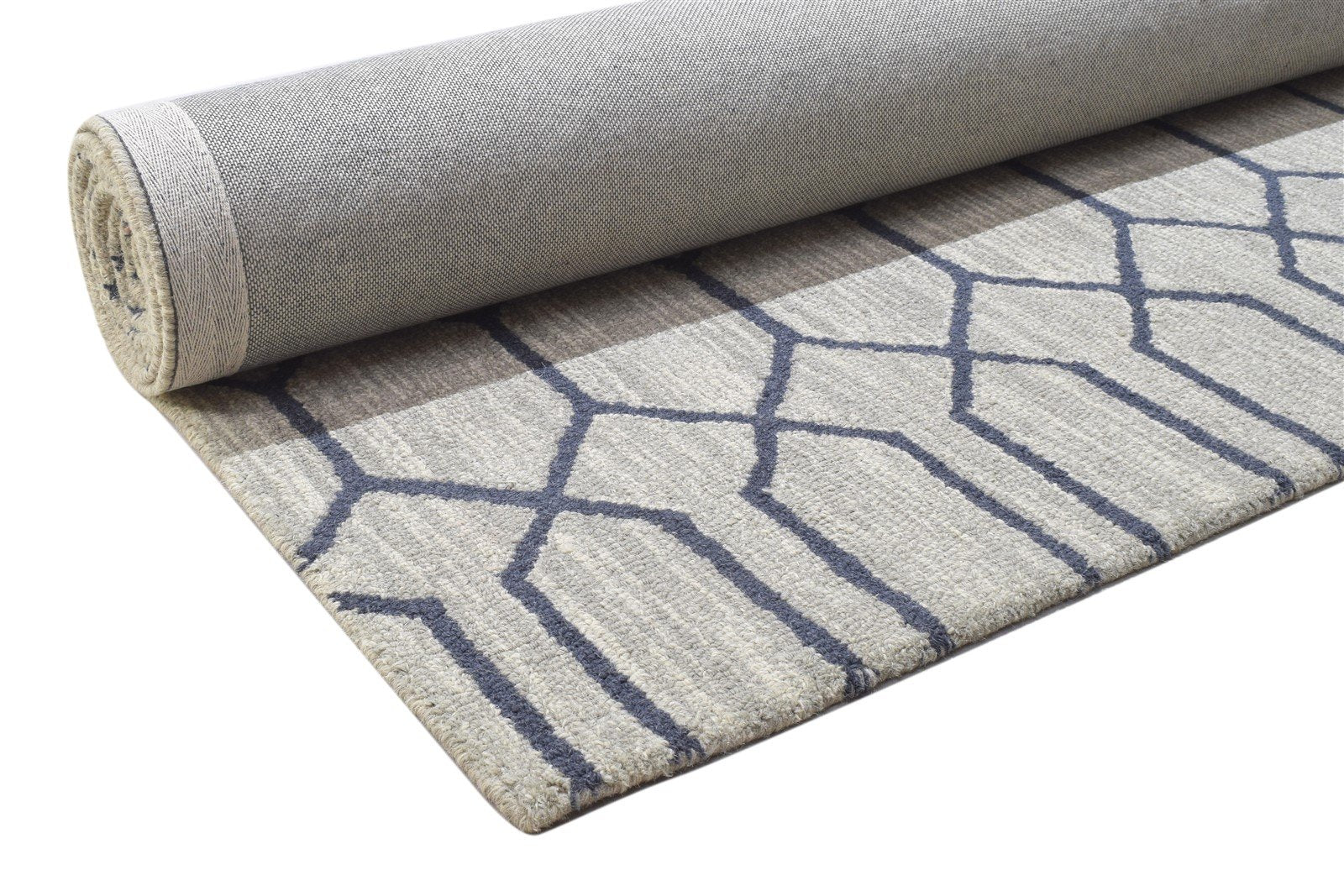 Wool Grey Rug 8' X 11' Modern Hand Tufted Moroccan Trellis Large Carpet 7864142266517