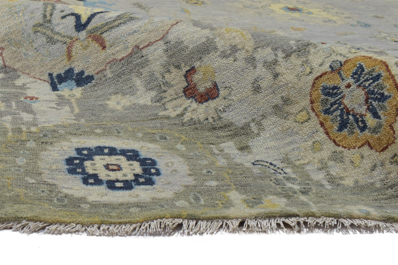 Wool Grey Rug 9' X 12' Persian Hand Knotted Oushak Abstract Large Carpet 7864206983317