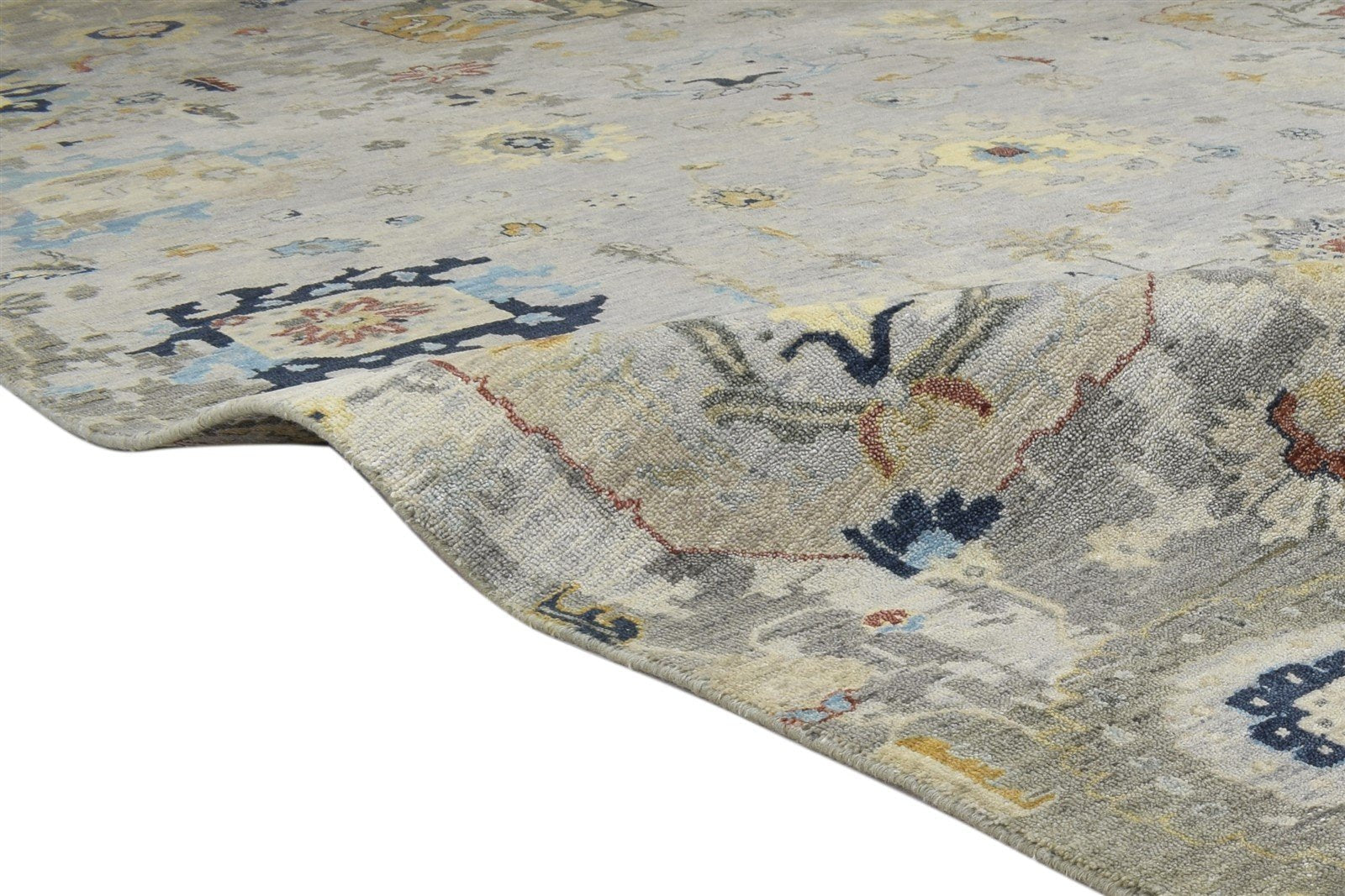 Wool Grey Rug 9' X 12' Persian Hand Knotted Oushak Abstract Large Carpet 7864206983317