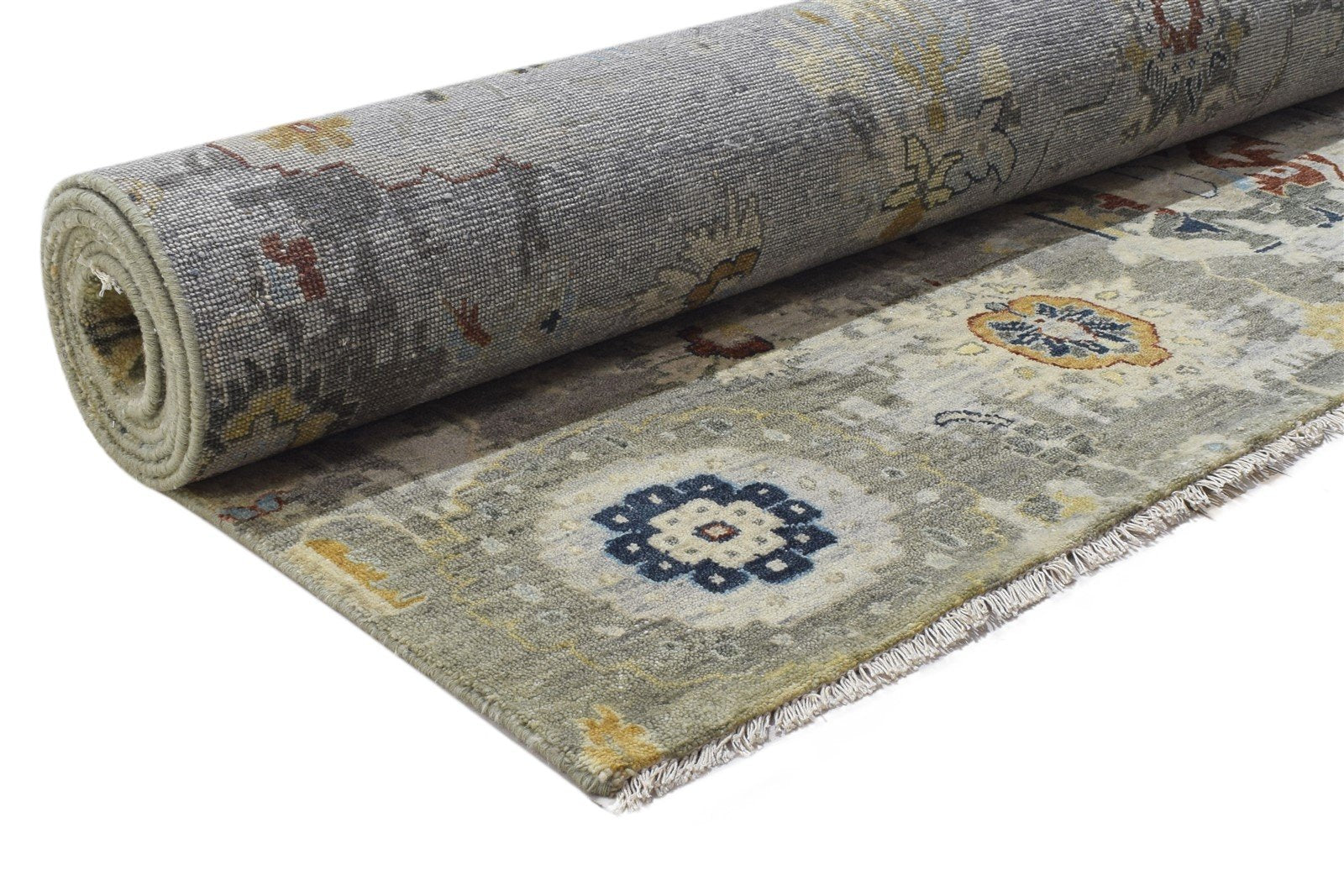 Wool Grey Rug 9' X 12' Persian Hand Knotted Oushak Abstract Large Carpet 7864206983317
