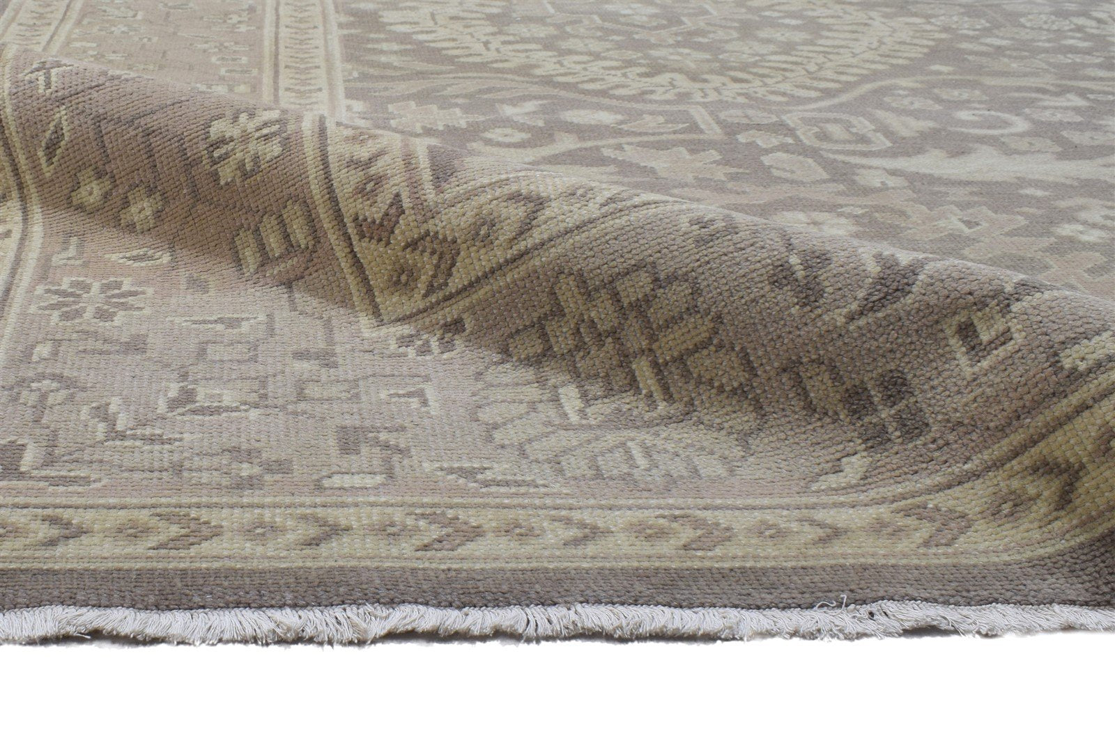 Wool Grey Rug 9' X 13' Persian Hand Knotted Oushak Oriental Large Carpet 7864105107605