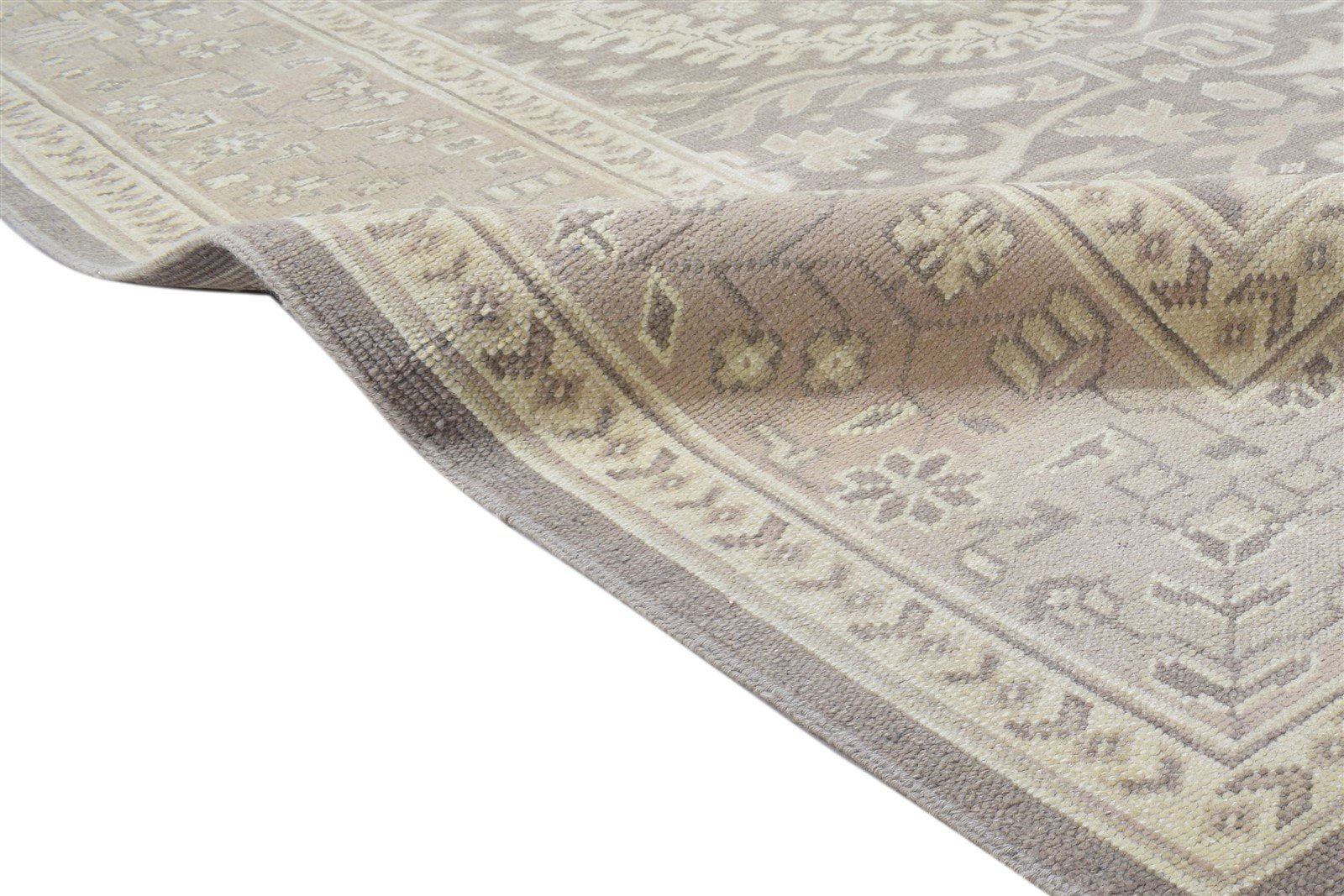Wool Grey Rug 9' X 13' Persian Hand Knotted Oushak Oriental Large Carpet 7864105107605