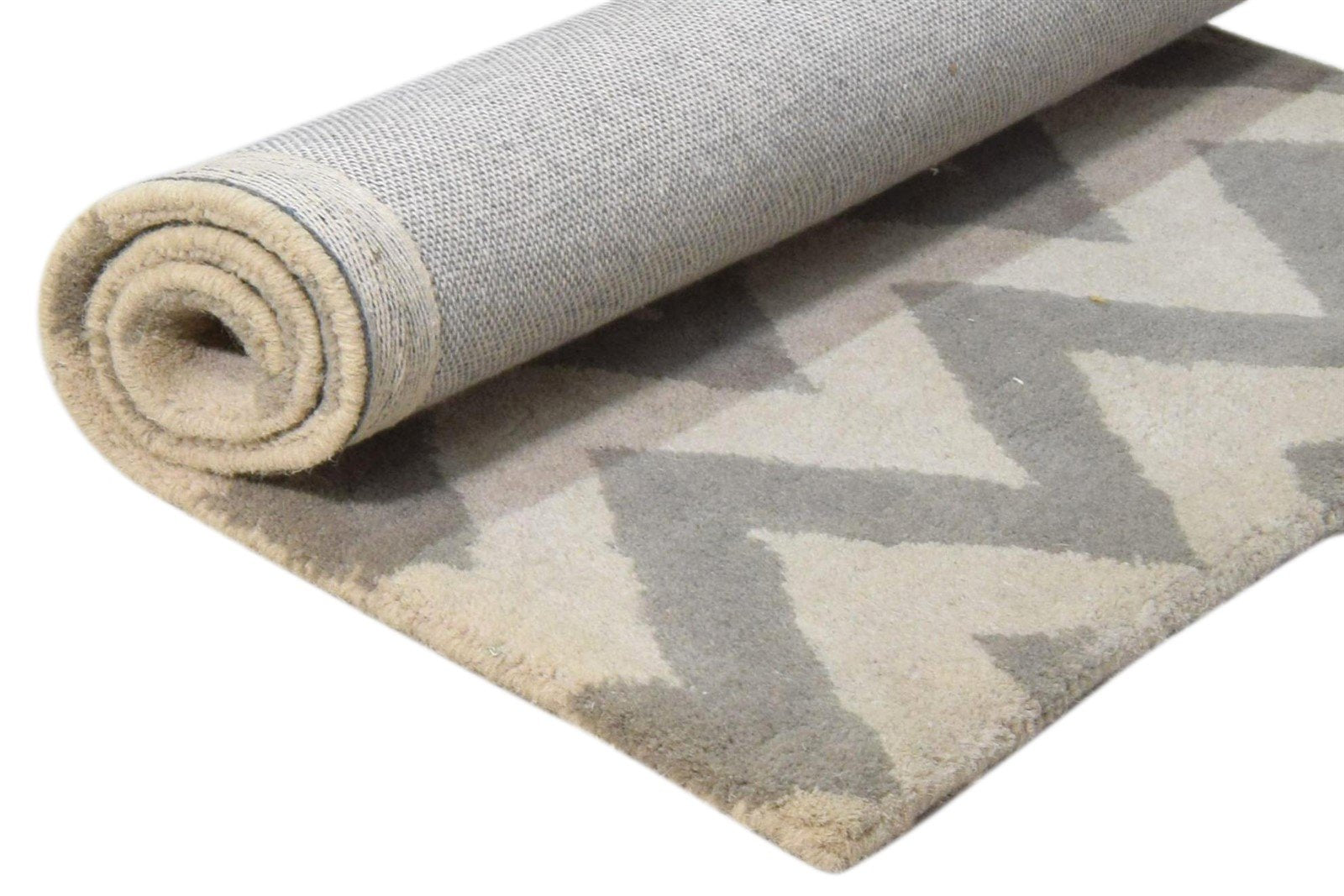 Wool Ivory Rug 2' X 3' Modern Hand Tufted French Chevron Small Carpet 7860691402901