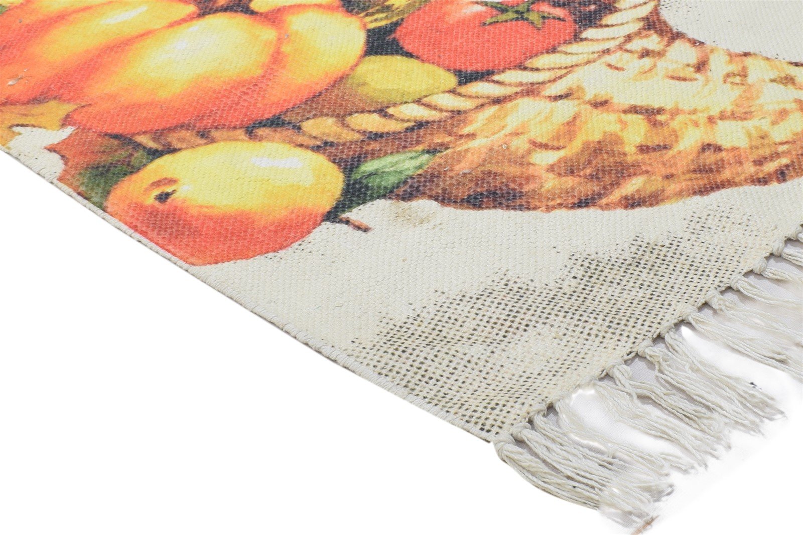 Wool Ivory Rug 2' X 3' Modern Hand Woven Indian Fruits Small Carpet 7864087871637