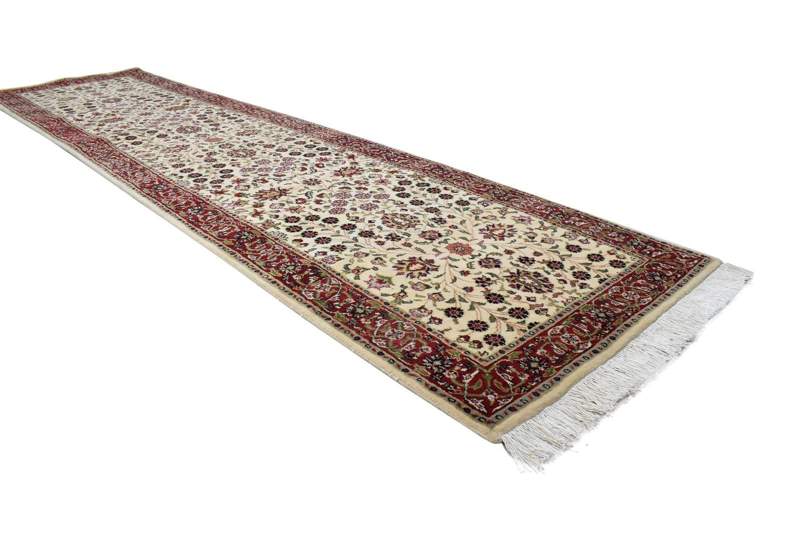 Wool Ivory Rug 3' X 10' Persian Hand Knotted Heriz-Indian Oriental Small Runner 7864089837717