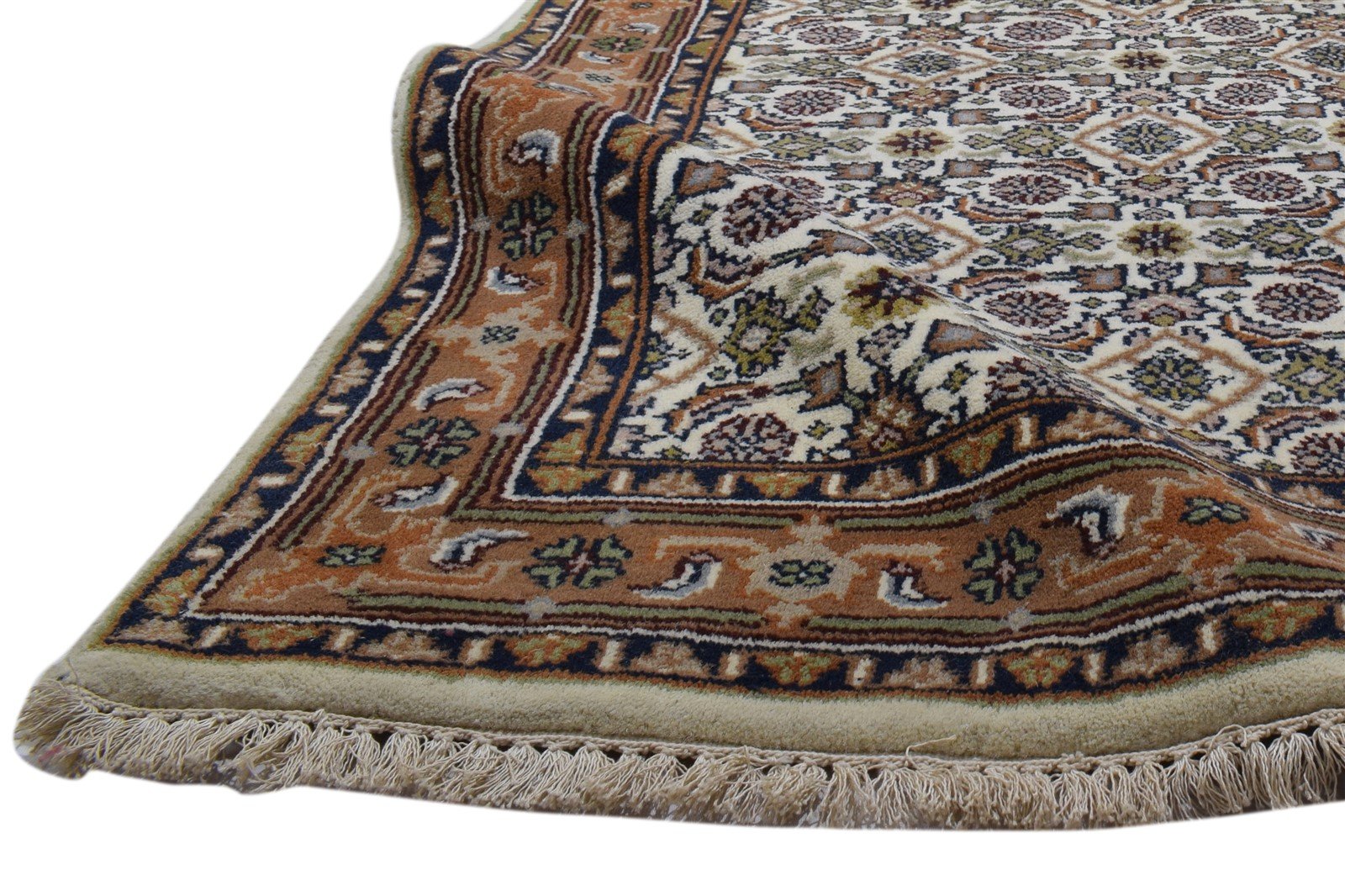 Wool Ivory Rug 3' X 5' Persian Hand Knotted Kashan Oriental Small Carpet 7860701954197