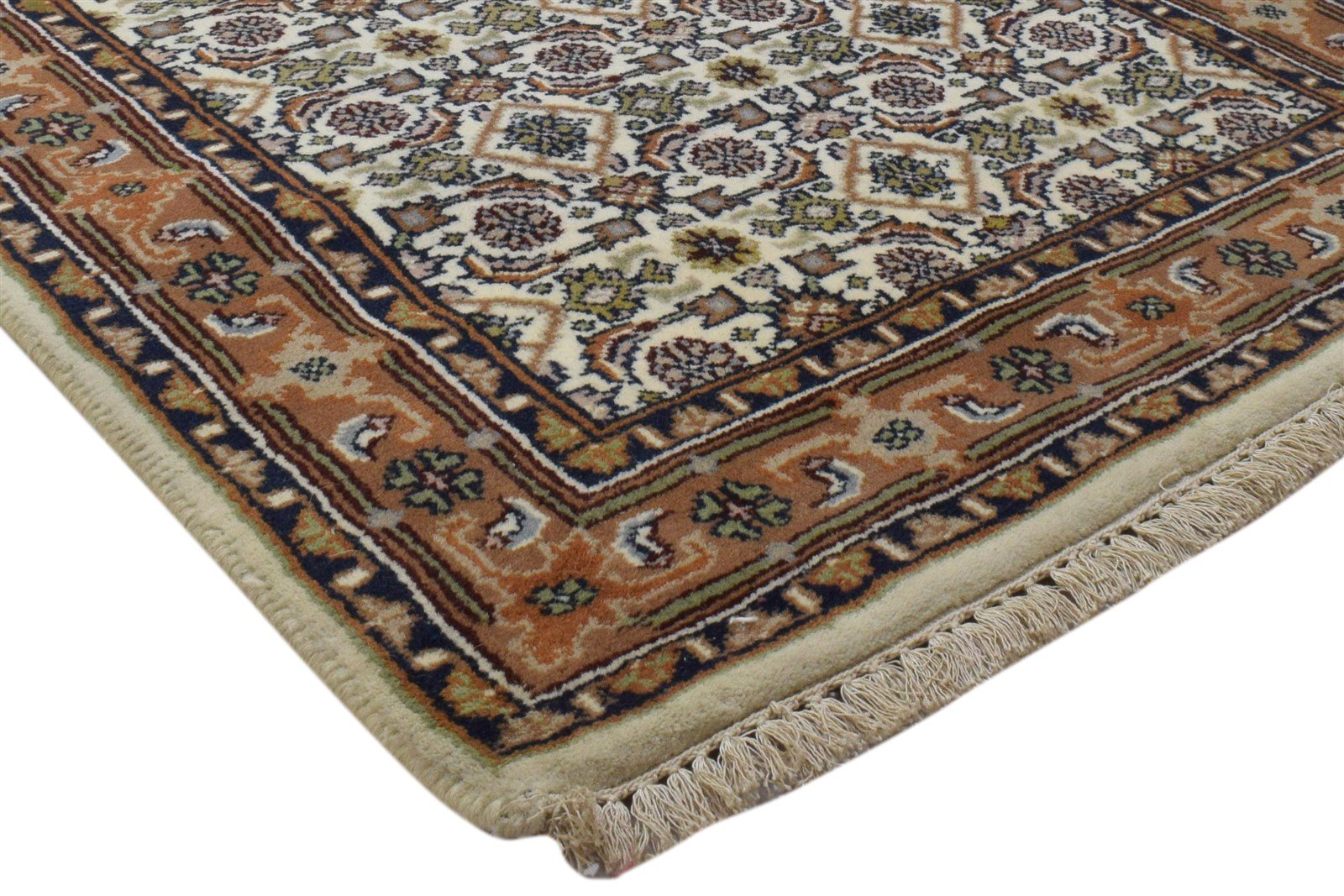 Wool Ivory Rug 3' X 5' Persian Hand Knotted Kashan Oriental Small Carpet 7860701954197