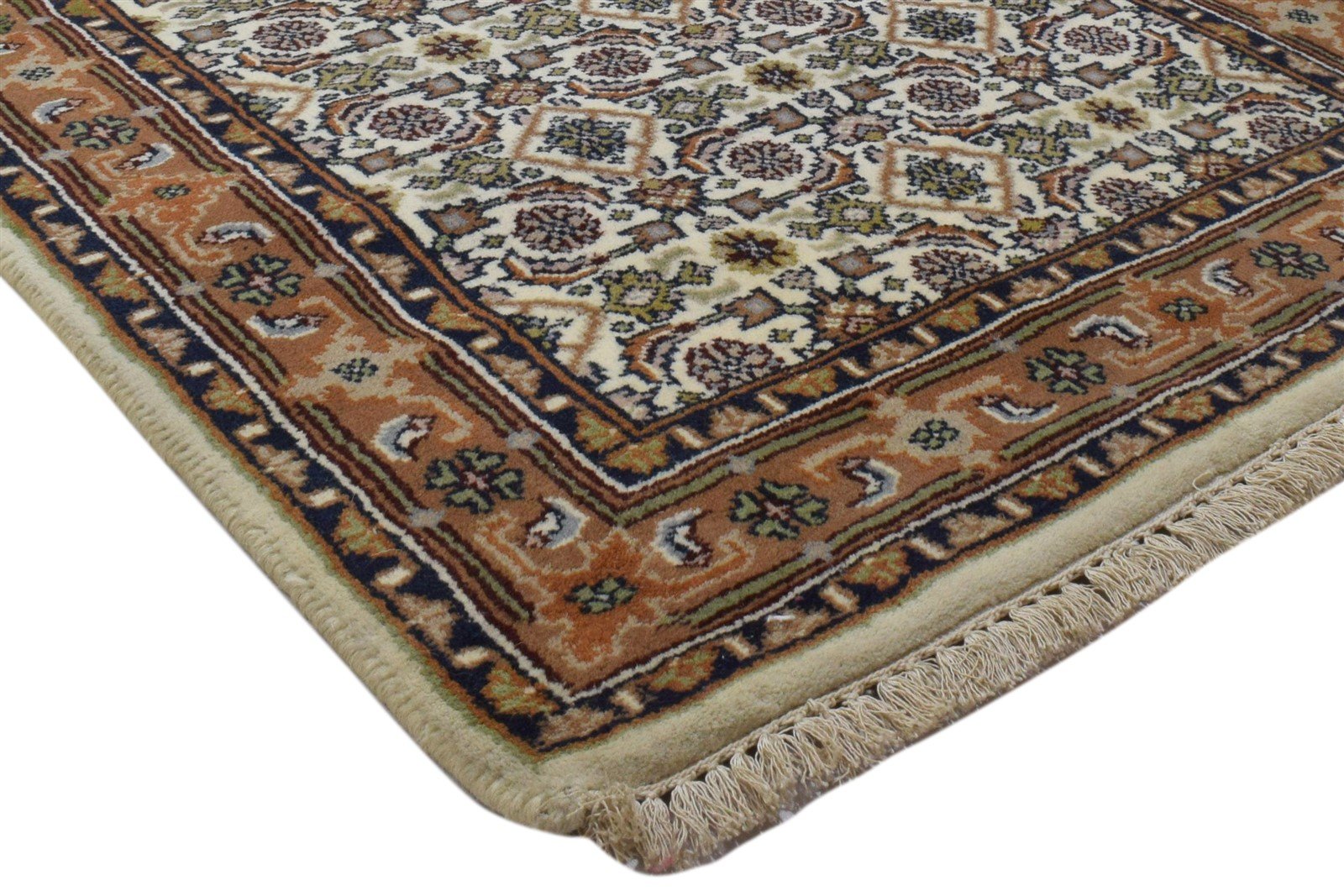 Wool Ivory Rug 3' X 5' Persian Hand Knotted Kashan Oriental Small Carpet 7860701954197