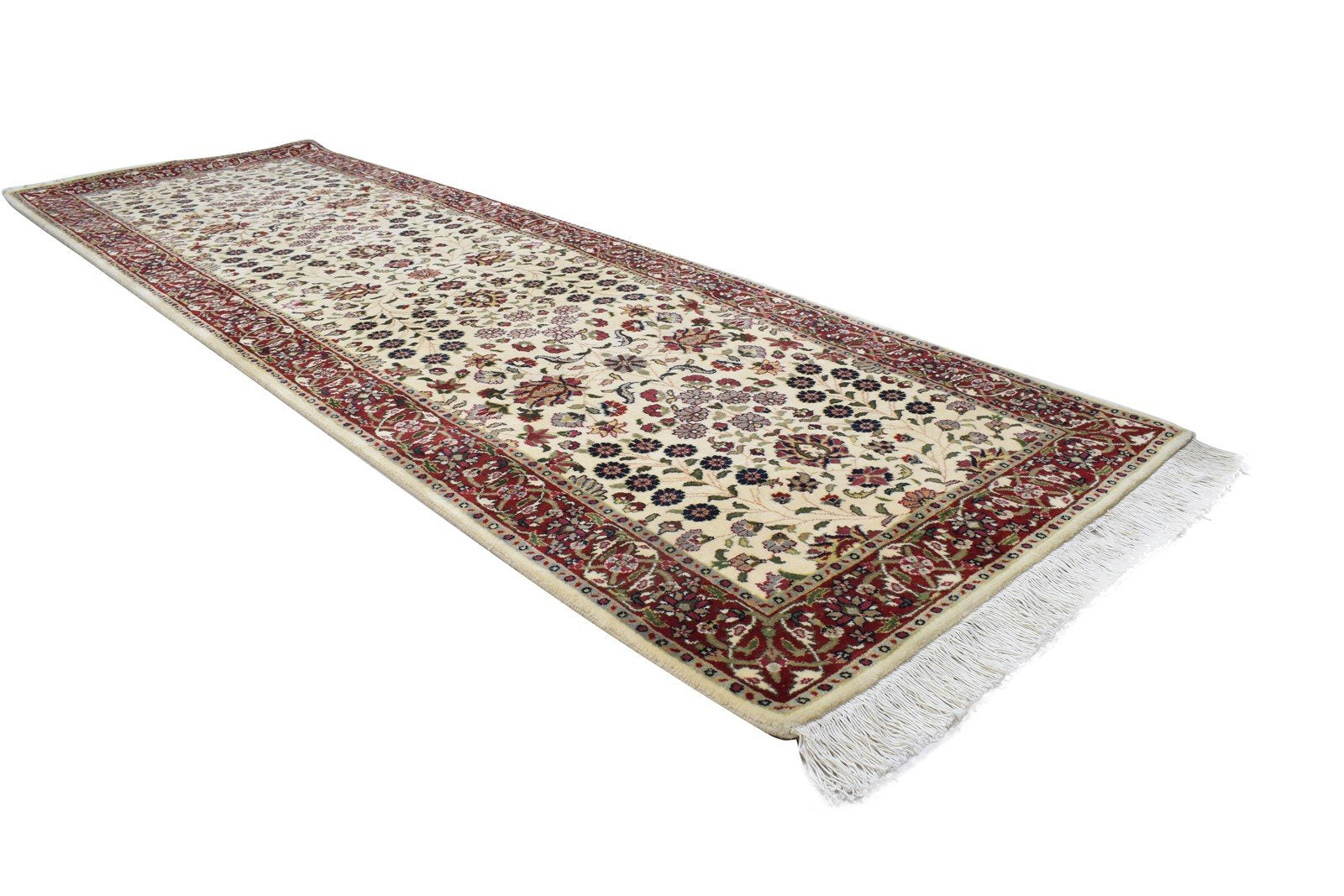 Wool Ivory Rug 3' X 8' Persian Hand Knotted Heriz-Indian Oriental Small Runner 7864089444501