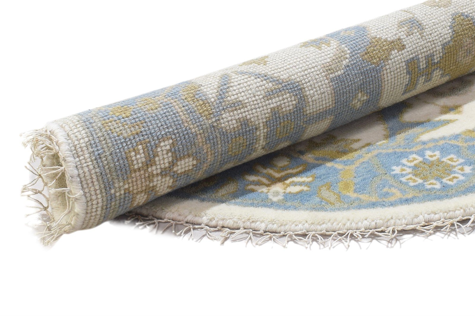 Wool Ivory Rug 4' X 4' Persian Hand Knotted Oushak Oriental Room Size Round 7864835702933