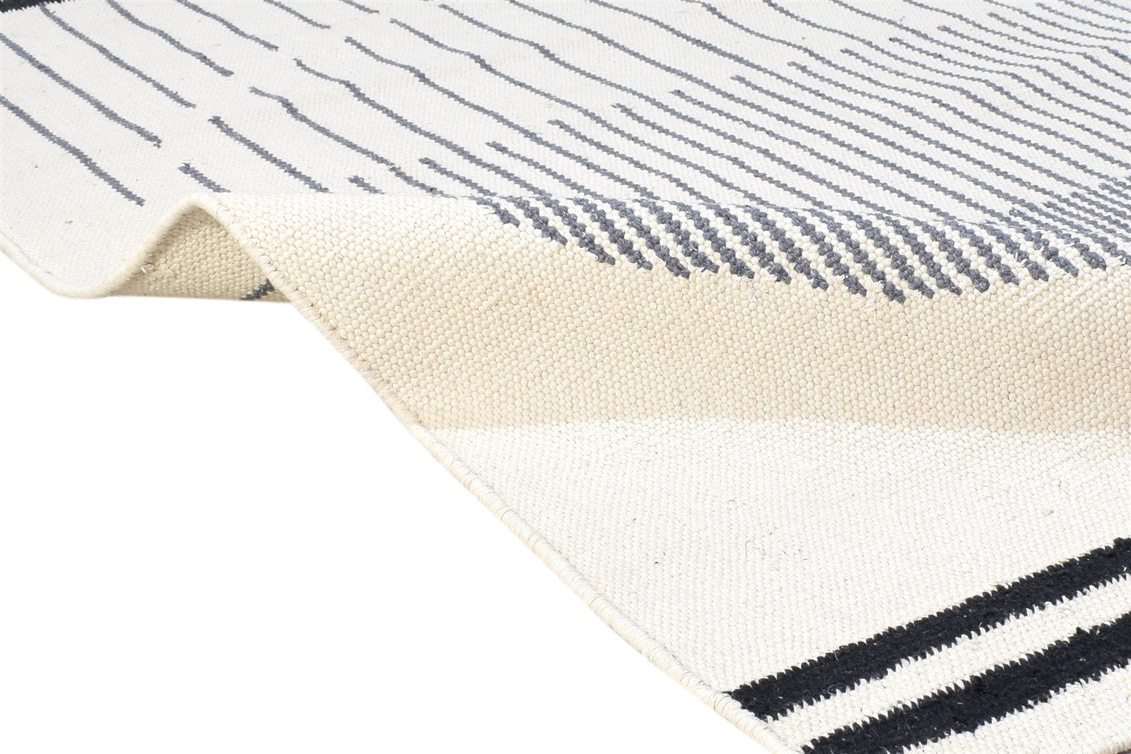 Wool Ivory Rug 4' X 5' Modern Dhurrie Scandinavian Abstract Room Size Carpet 7865139331221