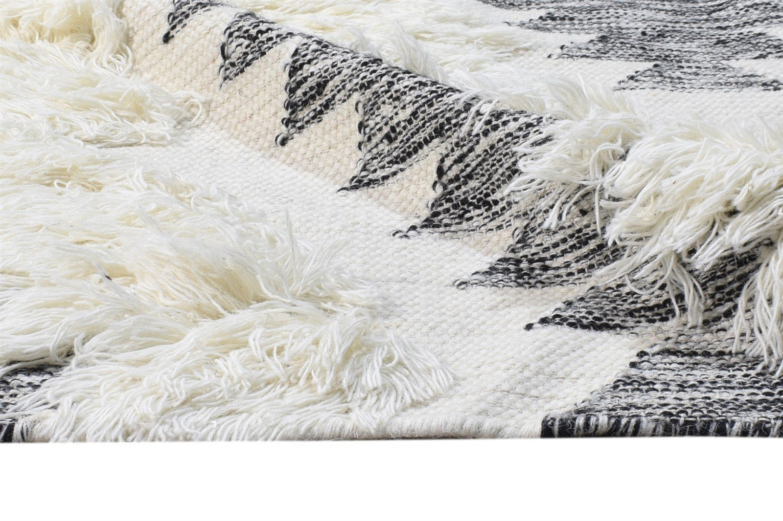 Wool Ivory Rug 4' X 5' Modern Hand Woven Scandinavian Diamond Room Size Carpet 7865139691669