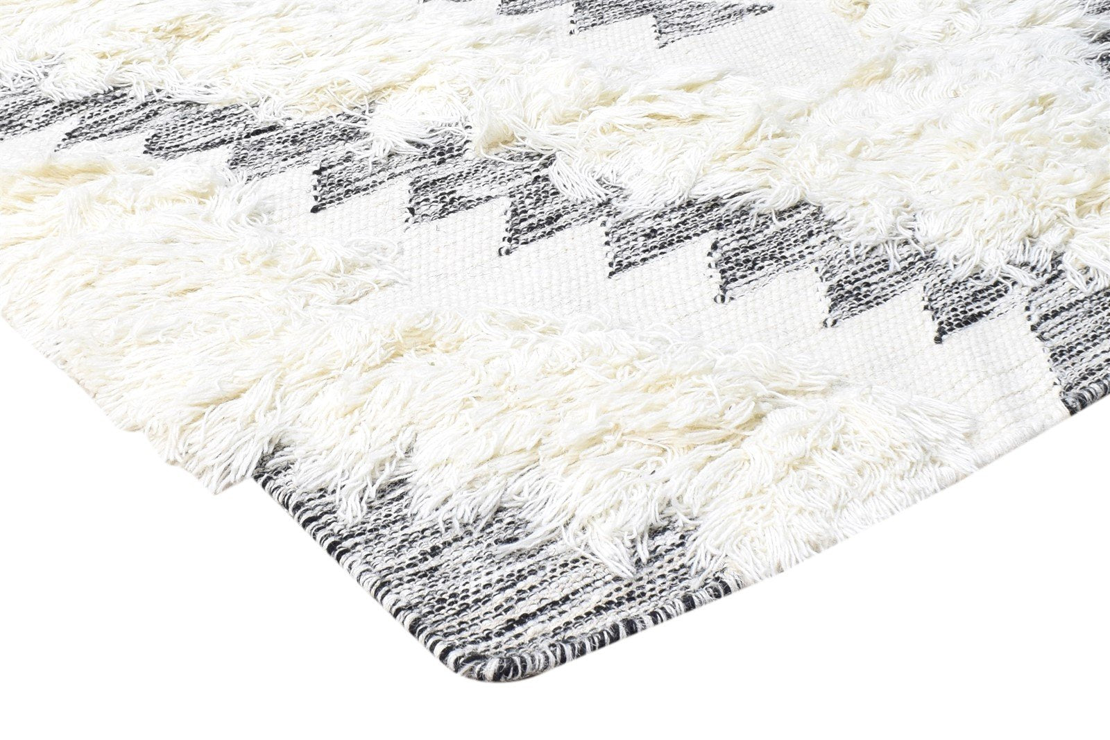 Wool Ivory Rug 4' X 5' Modern Hand Woven Scandinavian Diamond Room Size Carpet 7865139691669