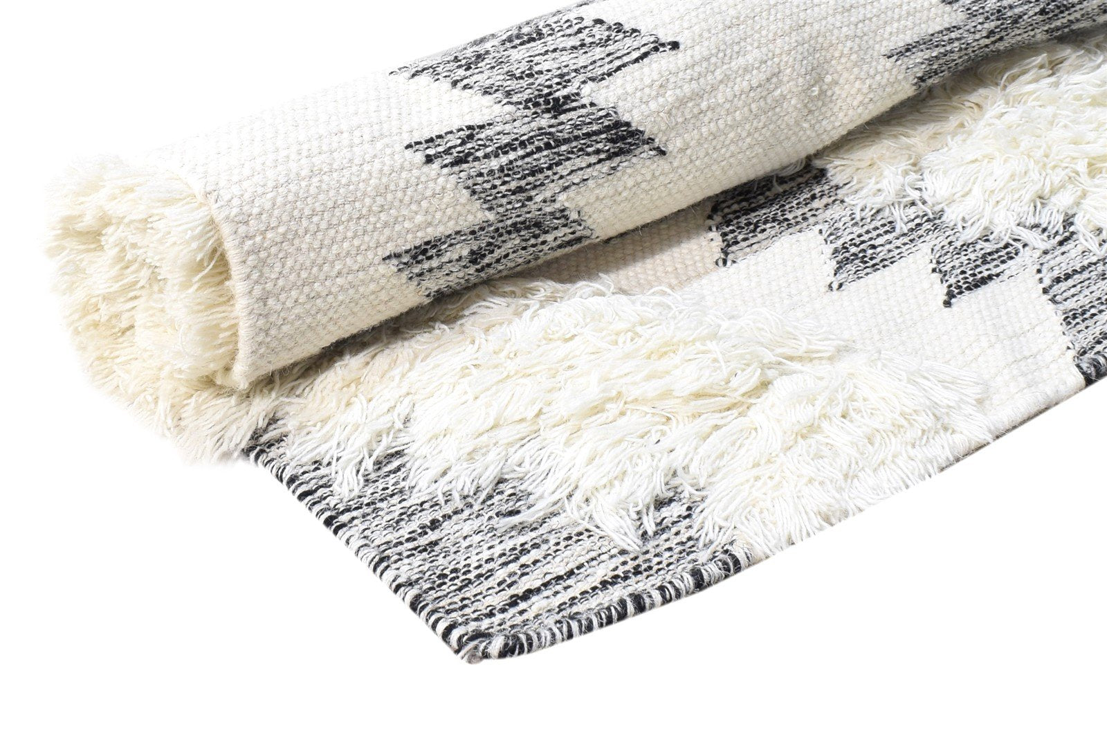 Wool Ivory Rug 4' X 5' Modern Hand Woven Scandinavian Diamond Room Size Carpet 7865139691669