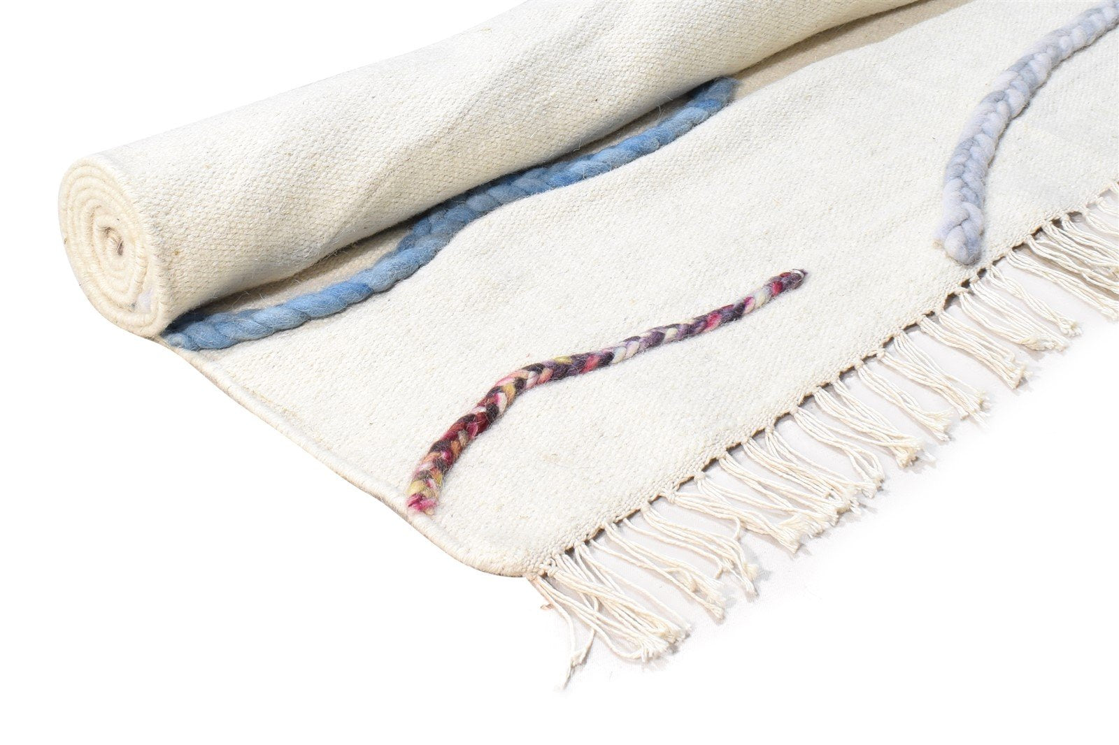 Wool Ivory Rug 4' X 6' Modern Hand Woven Scandinavian Abstract Room Size Carpet 7865004753045