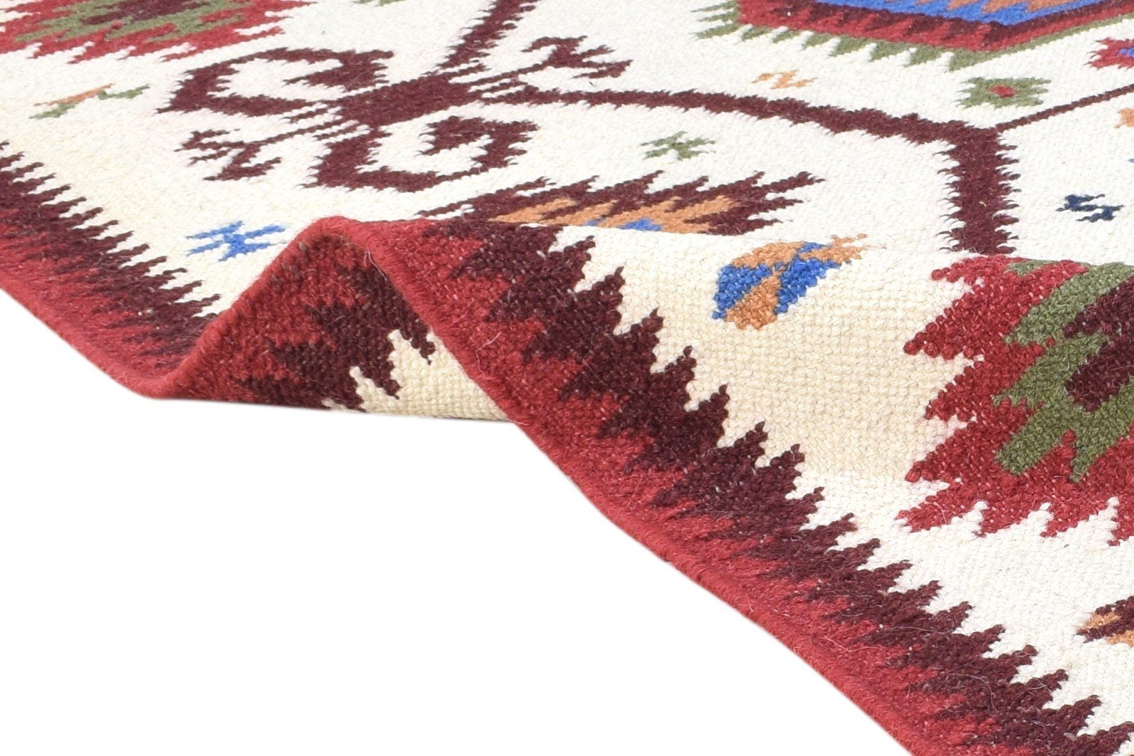 Wool Ivory Rug 4' X 6' Persian Dhurrie Southwestern Tribal Room Size Carpet 7864993153173