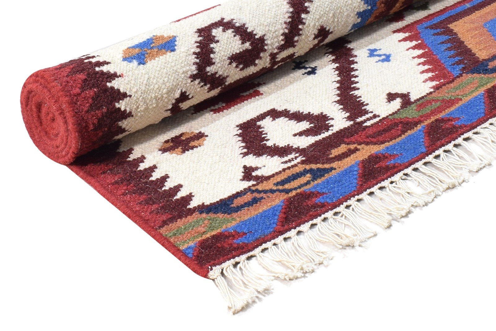 Wool Ivory Rug 4' X 6' Persian Dhurrie Southwestern Tribal Room Size Carpet 7864993153173
