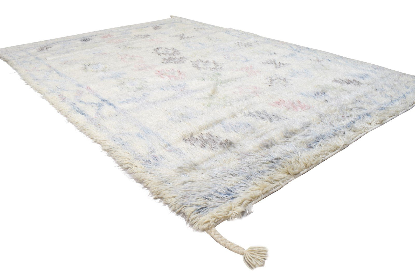 Wool Ivory Rug 5' X 7' Modern Hand Knotted Moroccan Geometric Room Size Carpet 7864151244949