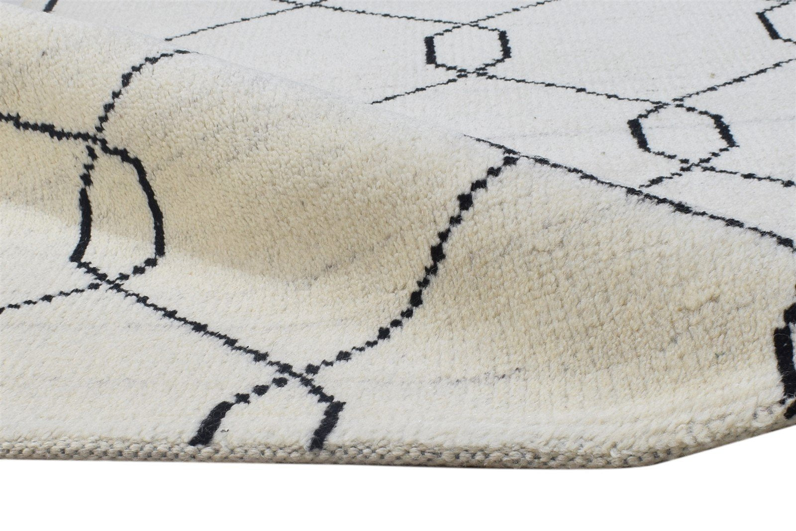 Wool Ivory Rug 5' X 7' Modern Hand Knotted Moroccan Trellis Room Size Carpet 7864417943701