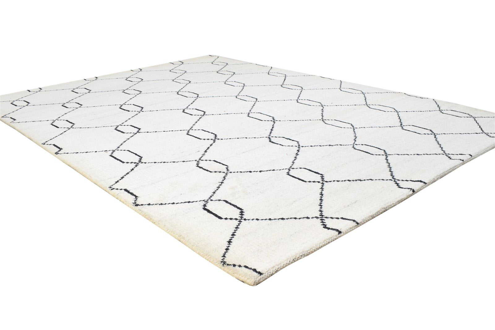 Wool Ivory Rug 5' X 7' Modern Hand Knotted Moroccan Trellis Room Size Carpet 7864417943701