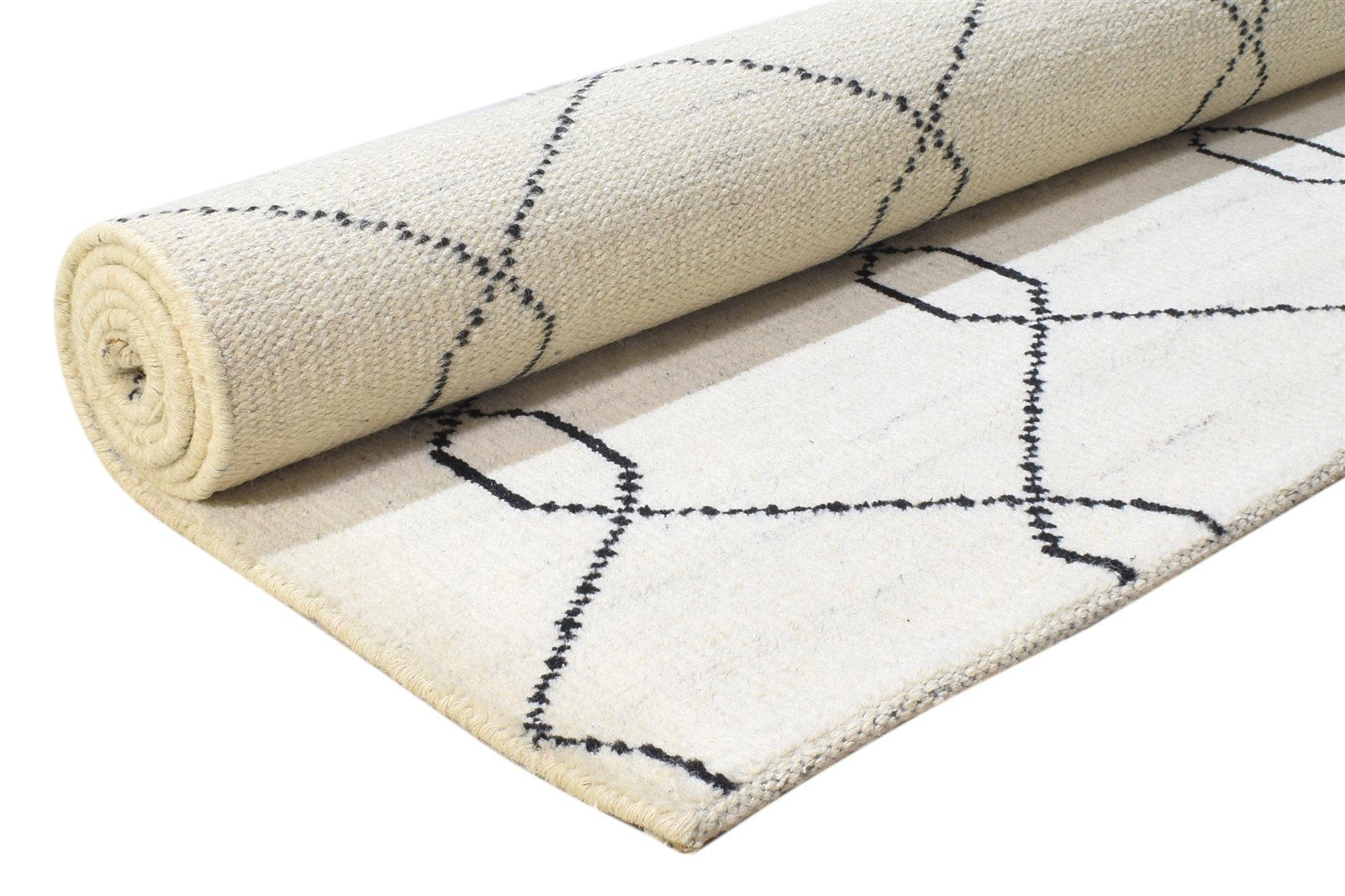 Wool Ivory Rug 5' X 7' Modern Hand Knotted Moroccan Trellis Room Size Carpet 7864417943701